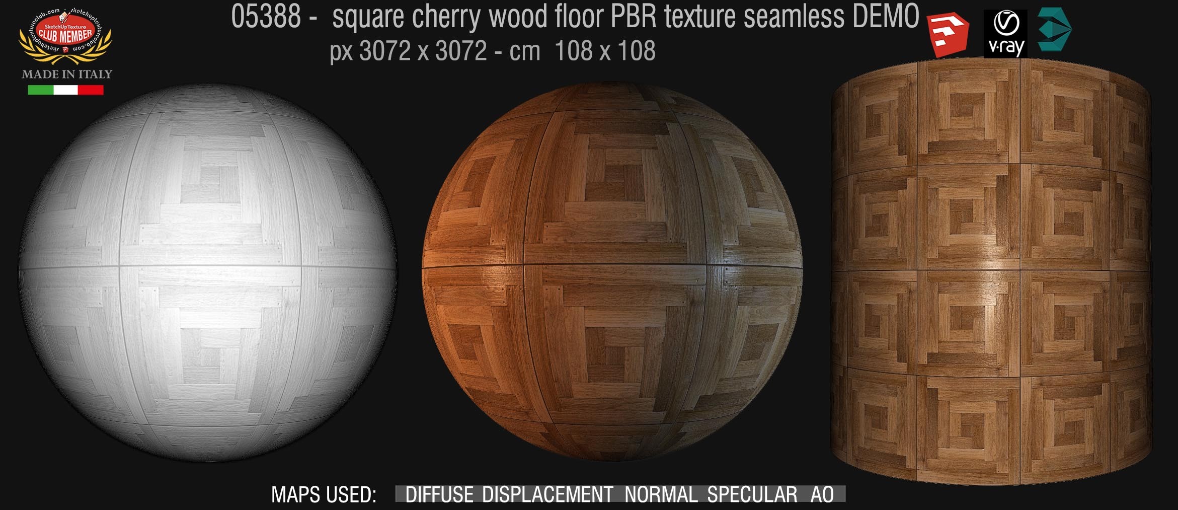 05388 square cherry wood floor PBR texture seamless DEMO