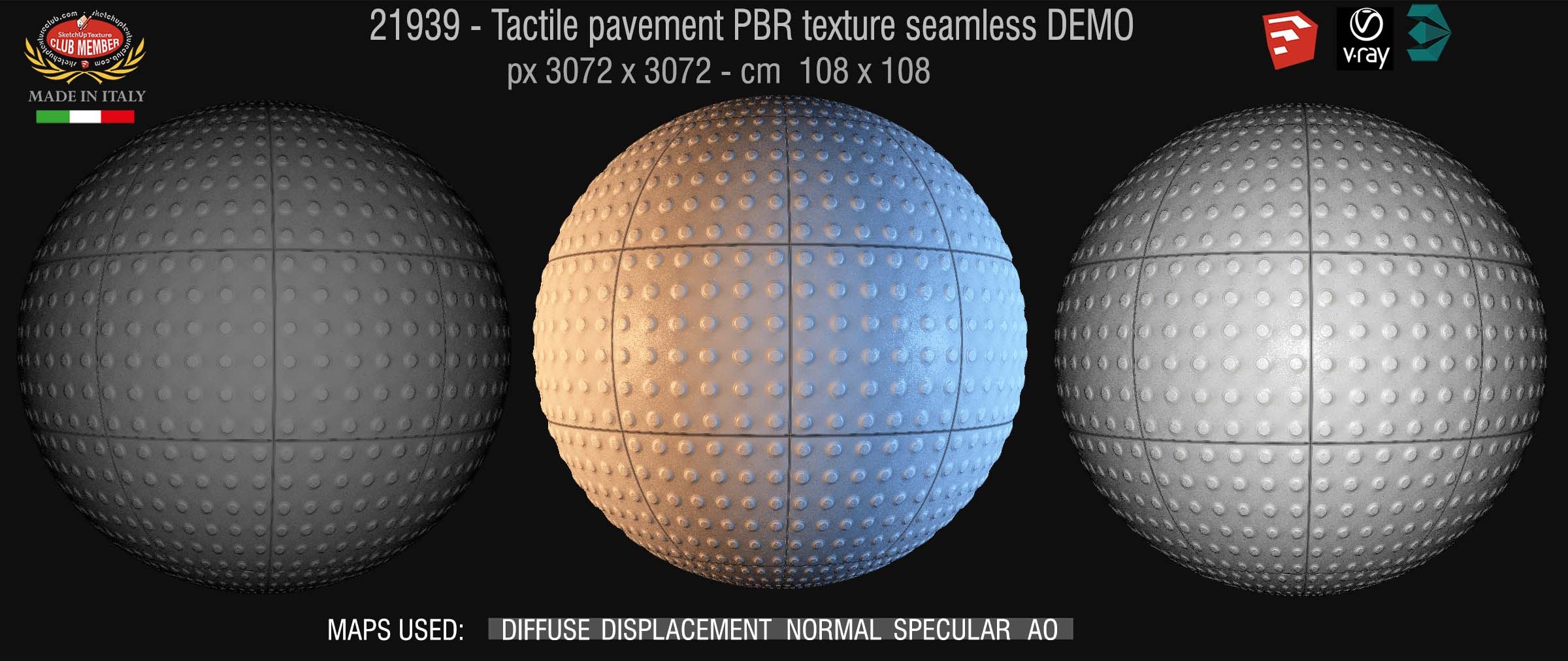 21939 Tactile pavement PBR texture seamless DEMO