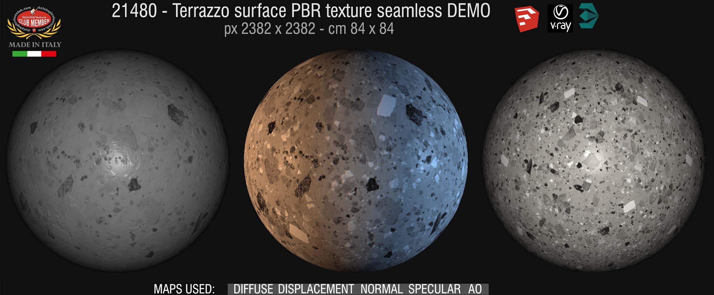 21480 Terrazzo surface PBR texture seamless DEMO