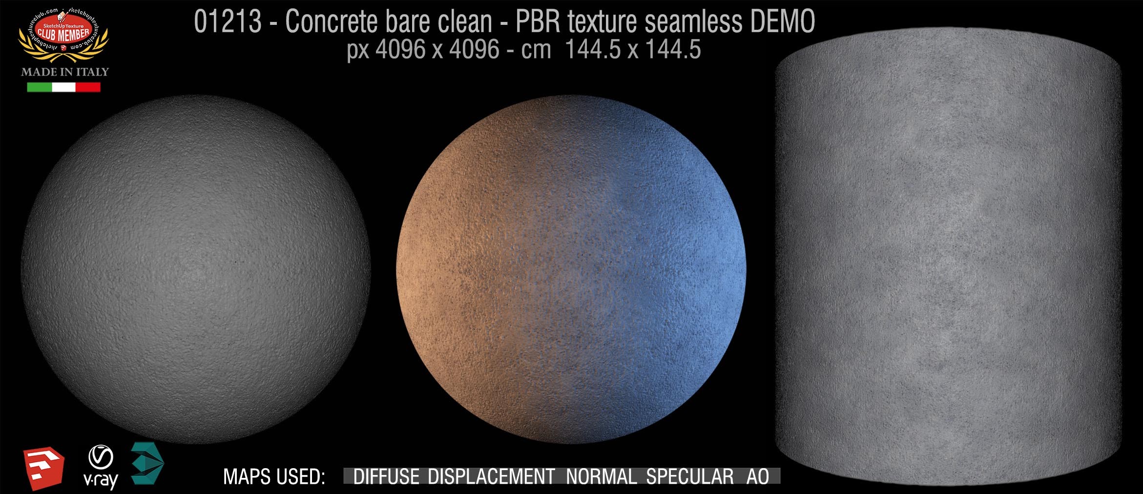 01213 Concrete bare clean-PBR texture seamless DEMO