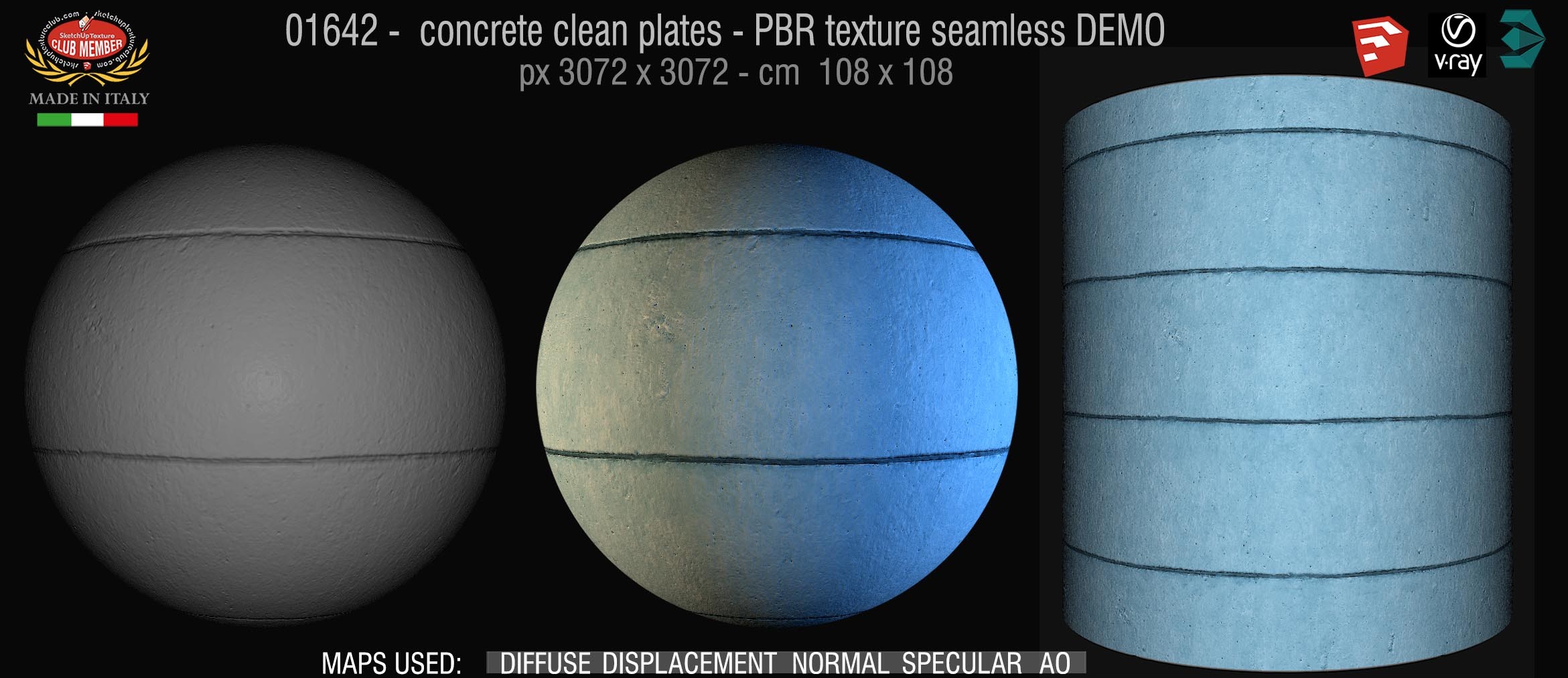 01642 concrete clean plates wall PBR texture seamless DEMO