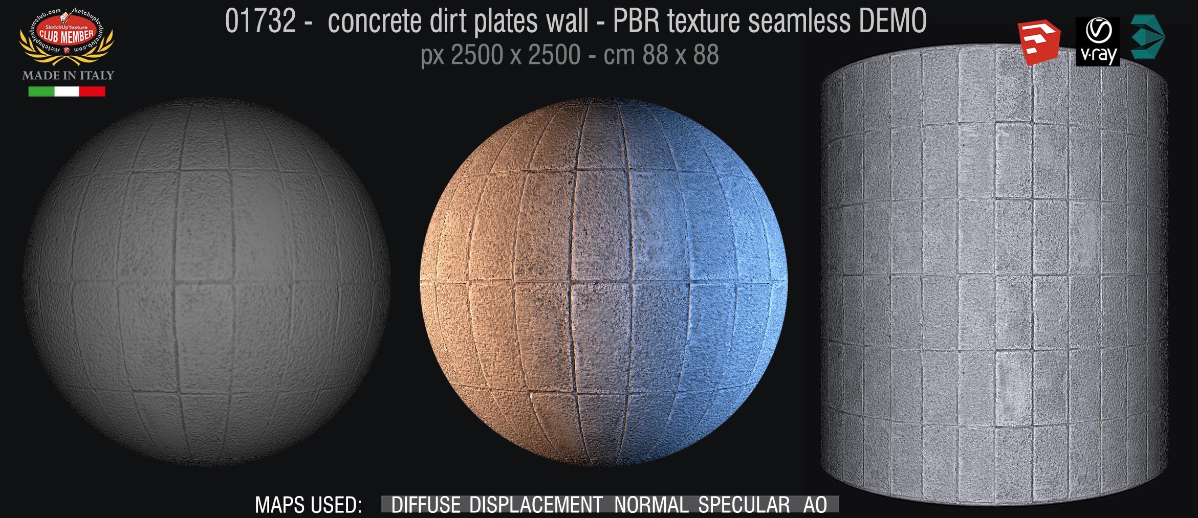 01732 concrete dirt plates wall PBR texture seamless DEMO
