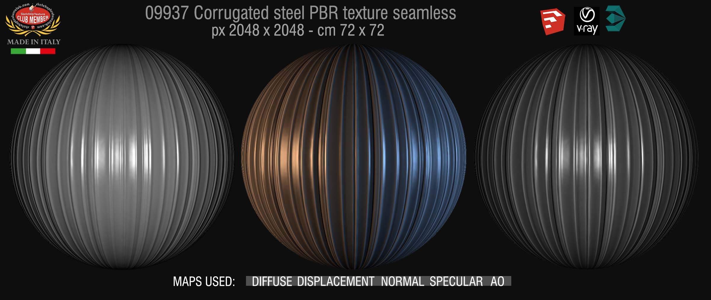 09937 Corrugated steel PBR texture seamless DEMO