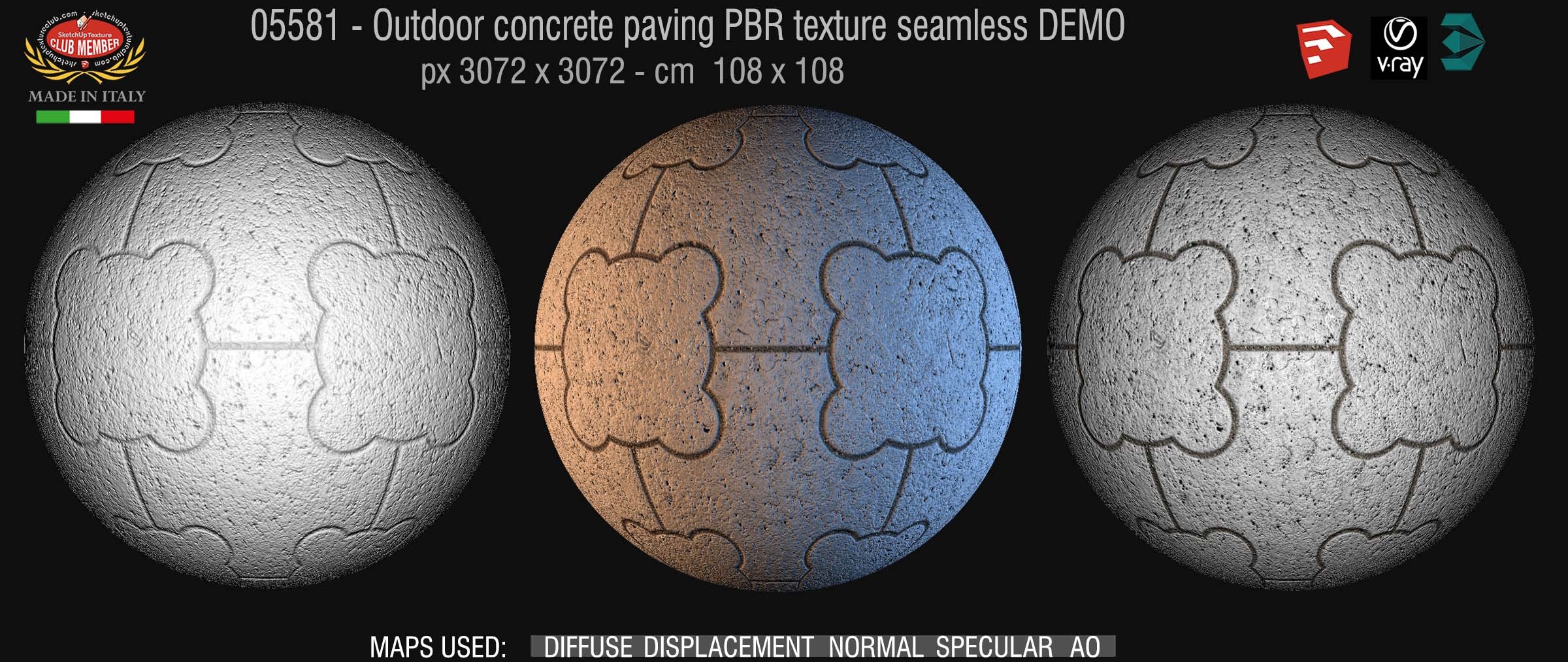 05581 Outdoor concrete paving PBR texture seamless DEMO