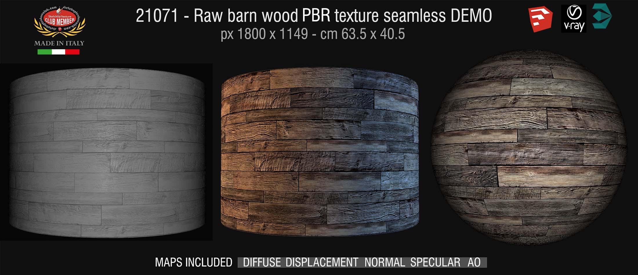 21071 Raw barn wood PBR texture seamless  DEMO