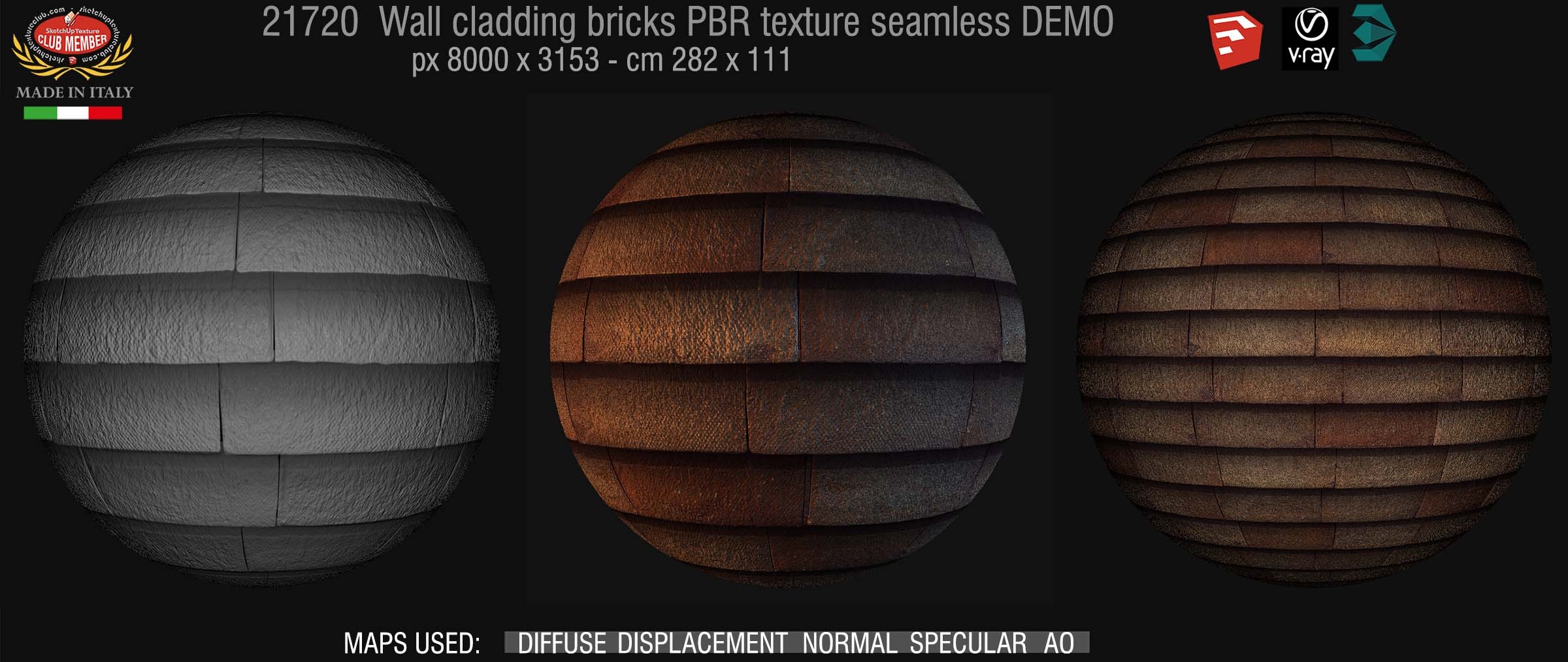 21720 Wall cladding bricks PBR texture seamless DEMO