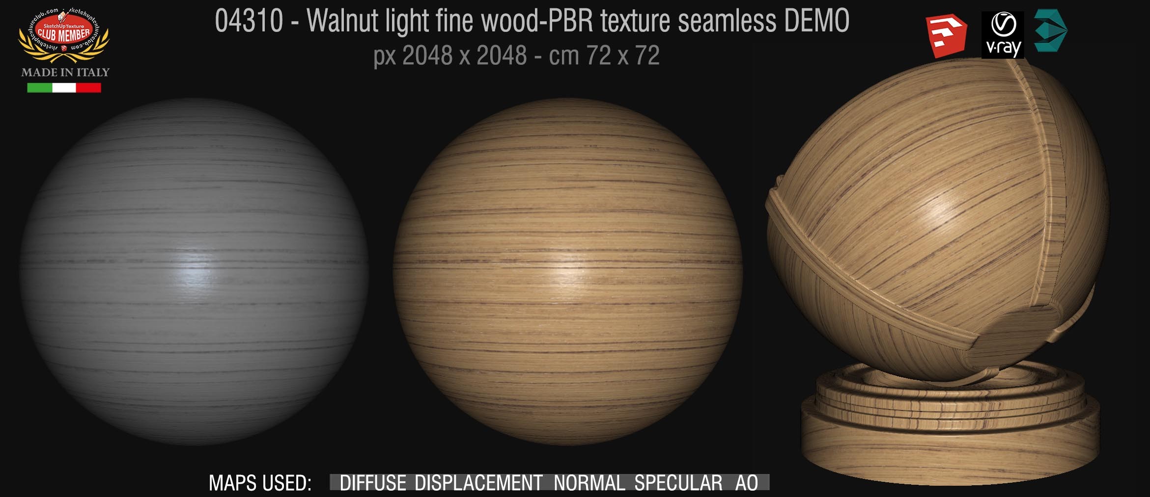 04310 Walnut light fine wood-PBR texture seamless DEMO