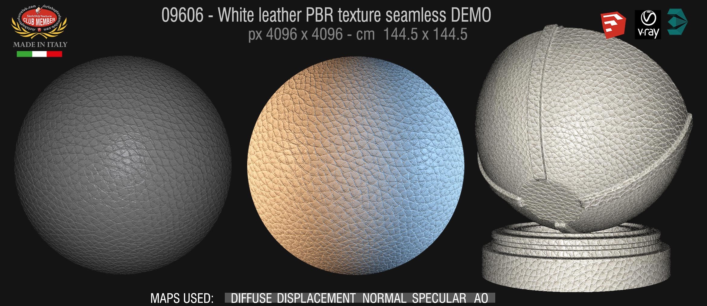 09606 White leather PBR texture seamless DEMO