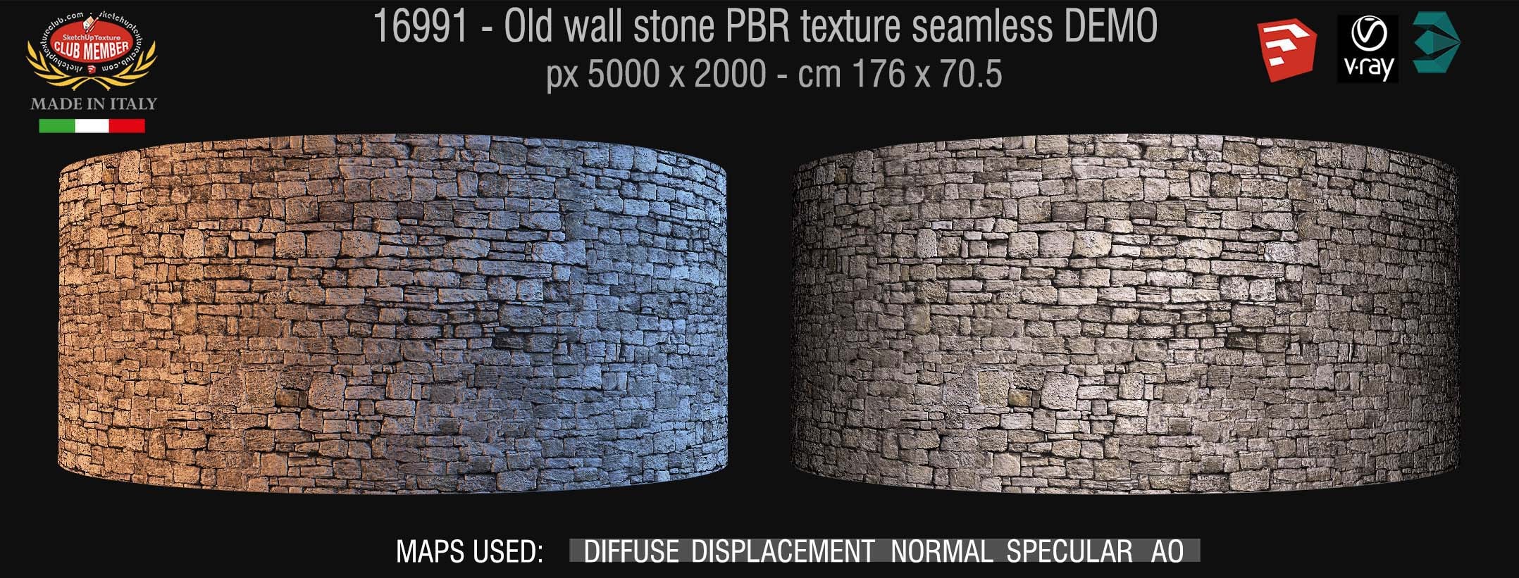16991 Wall stone PBR texture seamless DEMO