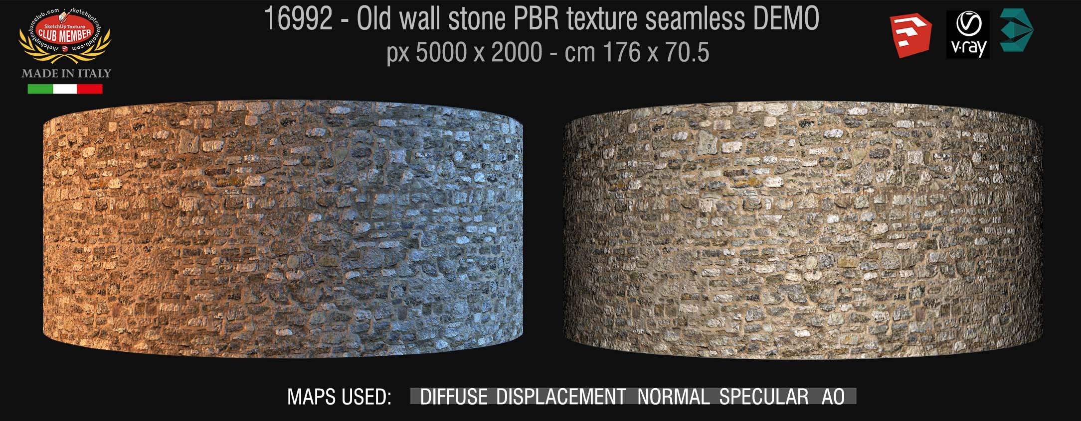 16992 Old Wall stone PBR texture seamless DEMO