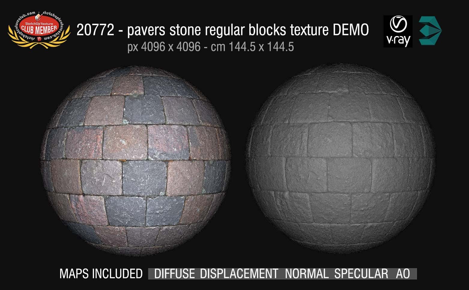 20772 - HR Pavers stone regular blocks texture & maps DEMO