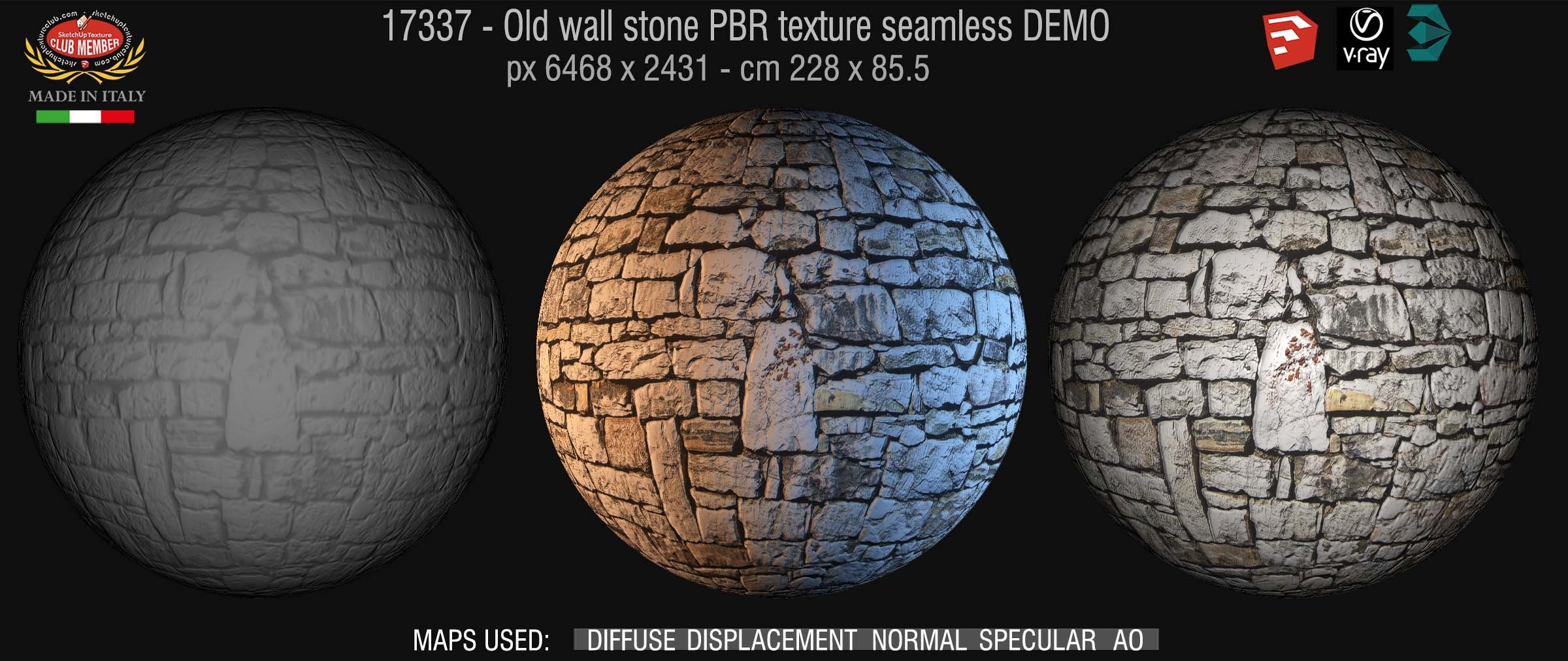 17337 Old wall stone PBR texture seamless DEMO