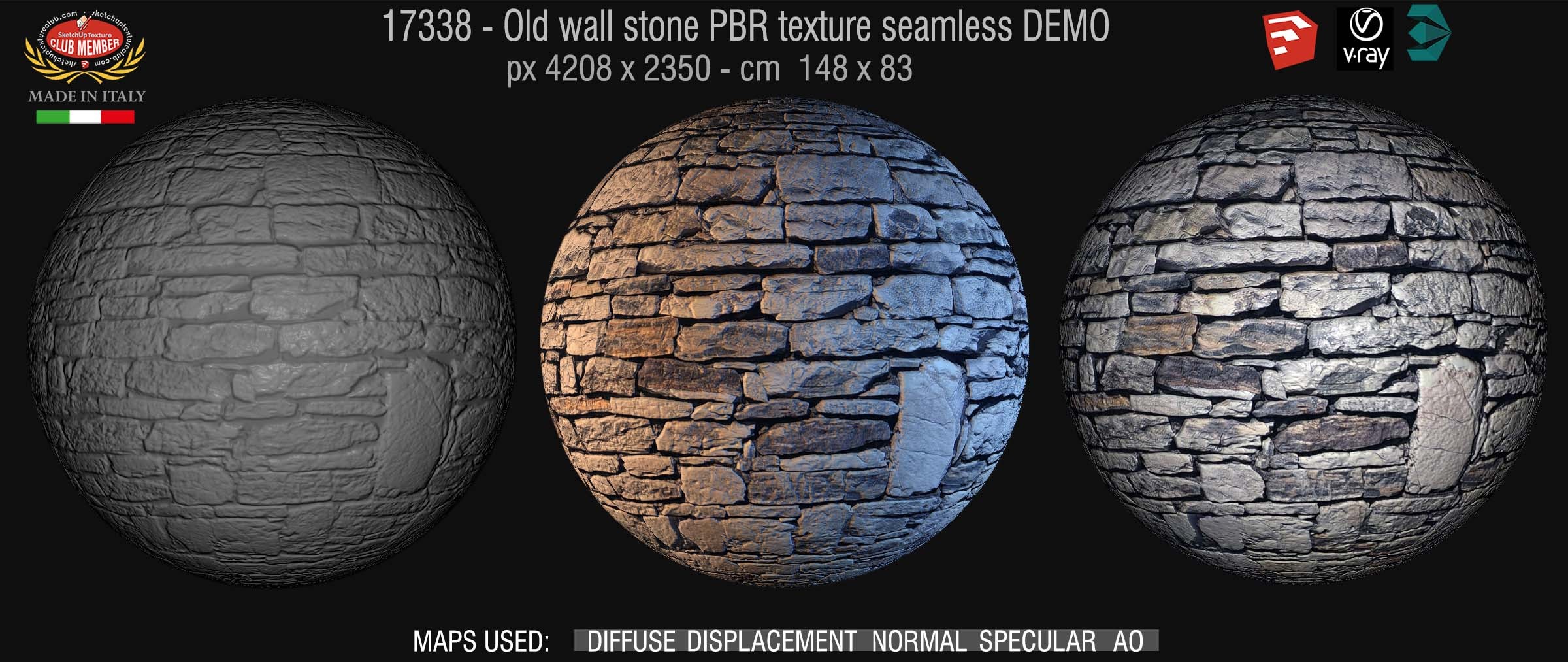 17338 Old wall stone PBR texture seamless DEMO