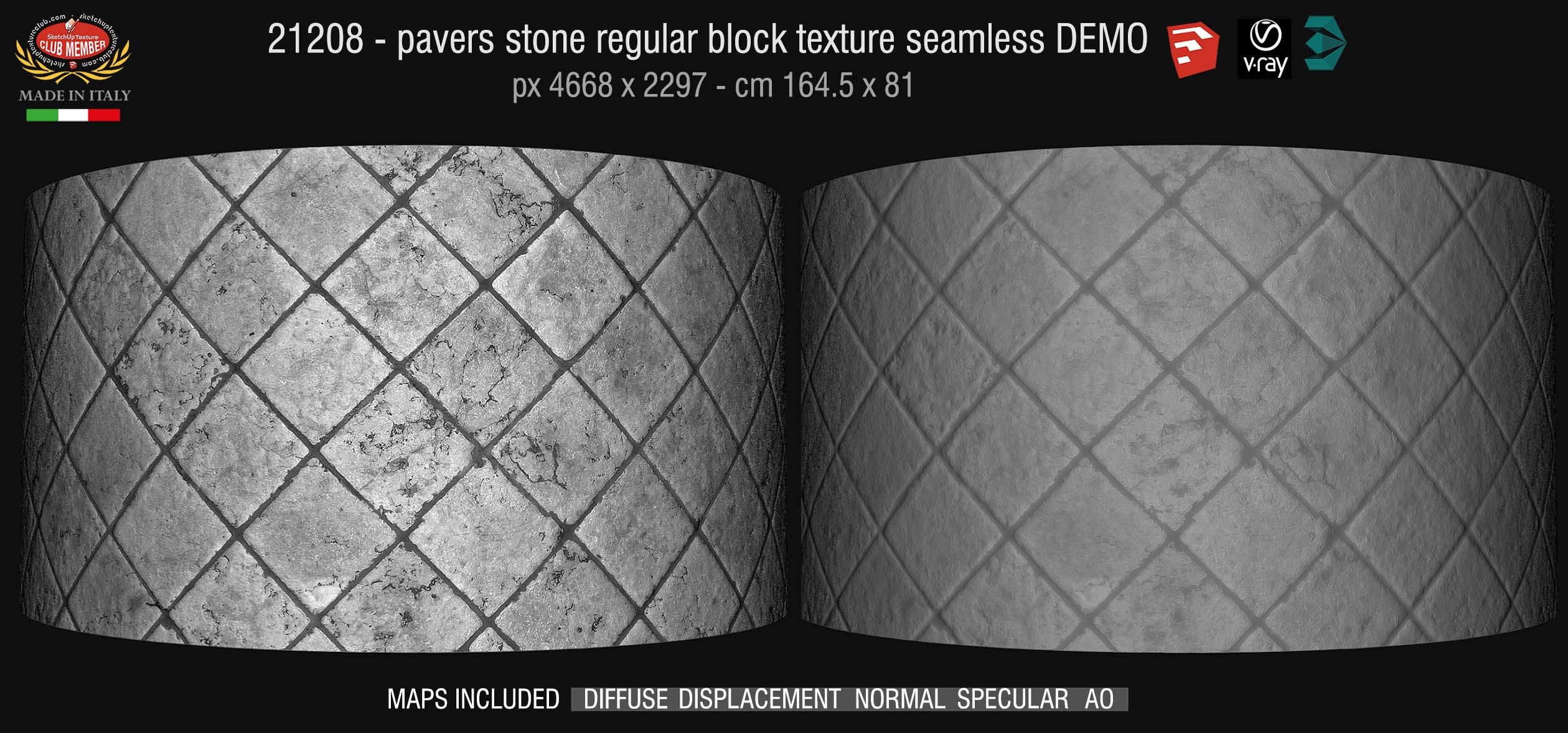 21208 HR Pavers stone regular block texture + maps DEMO