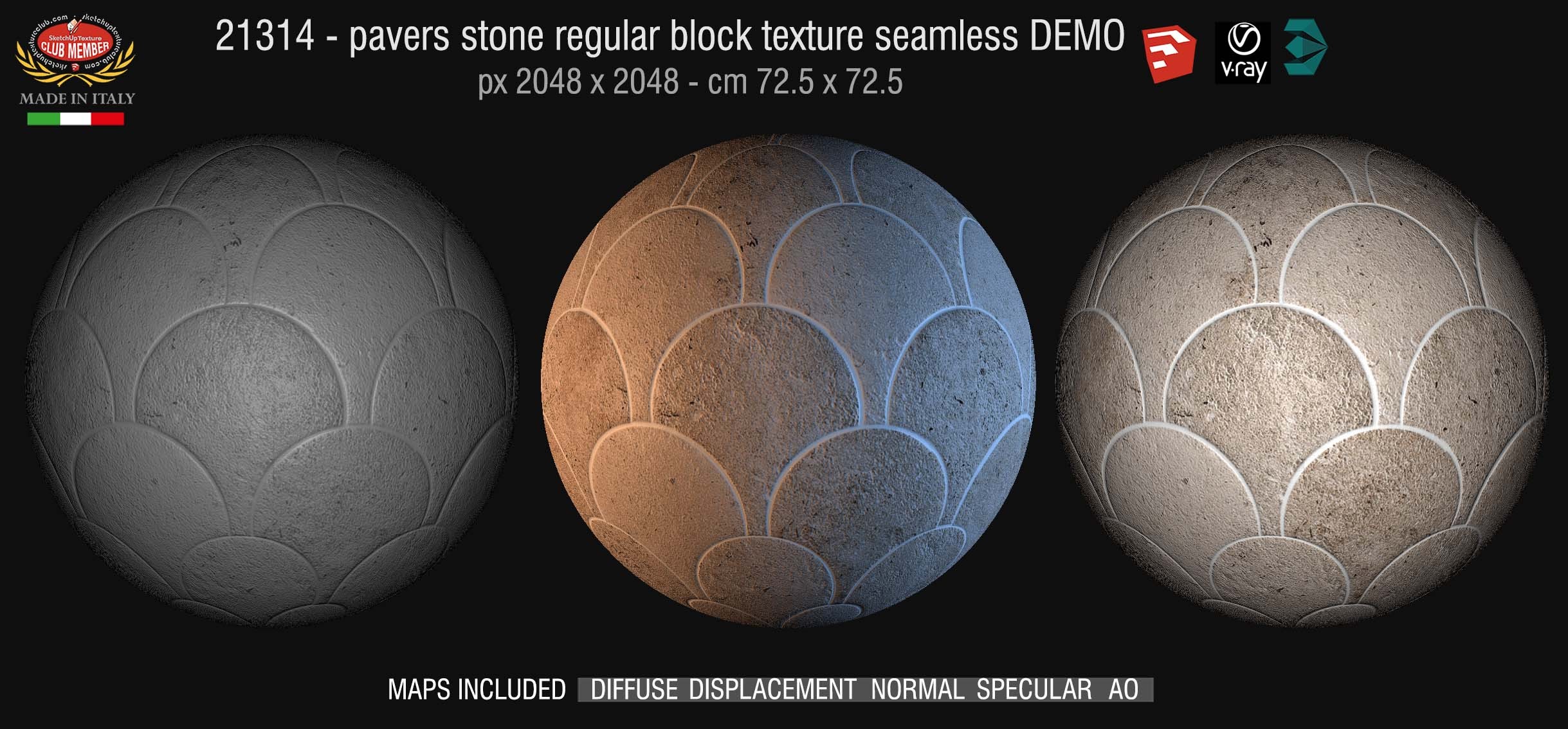 21314  HR Pavers stone regular block texture seamless + maps DEMO
