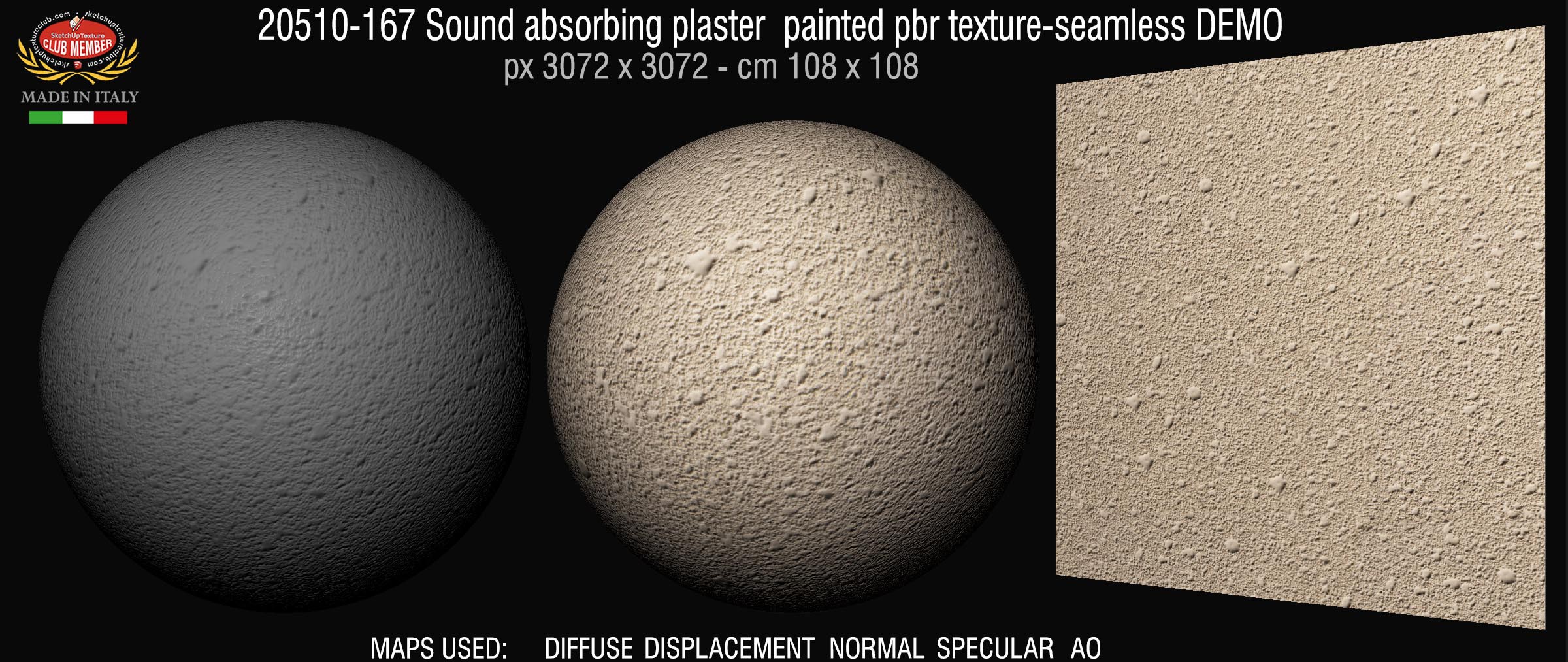 20510-167 Sound absorbing plaster painted pbr texture-seamless DEMO