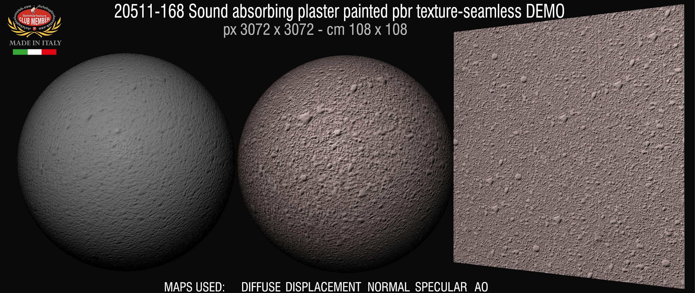 20511-168 Sound absorbing plaster painted pbr texture-seamless DEMO