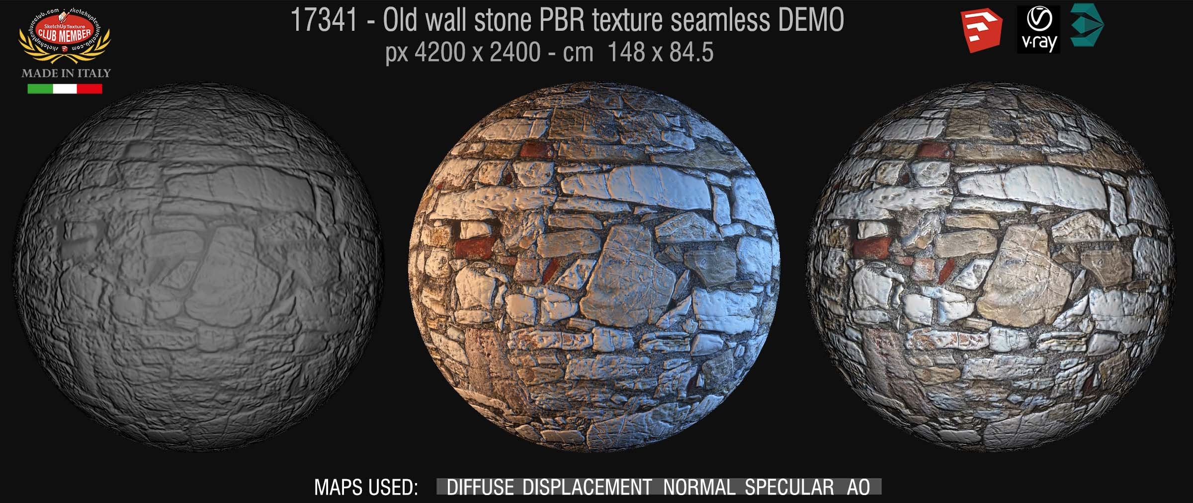 17341 Old wall stone PBR texture seamless DEMO