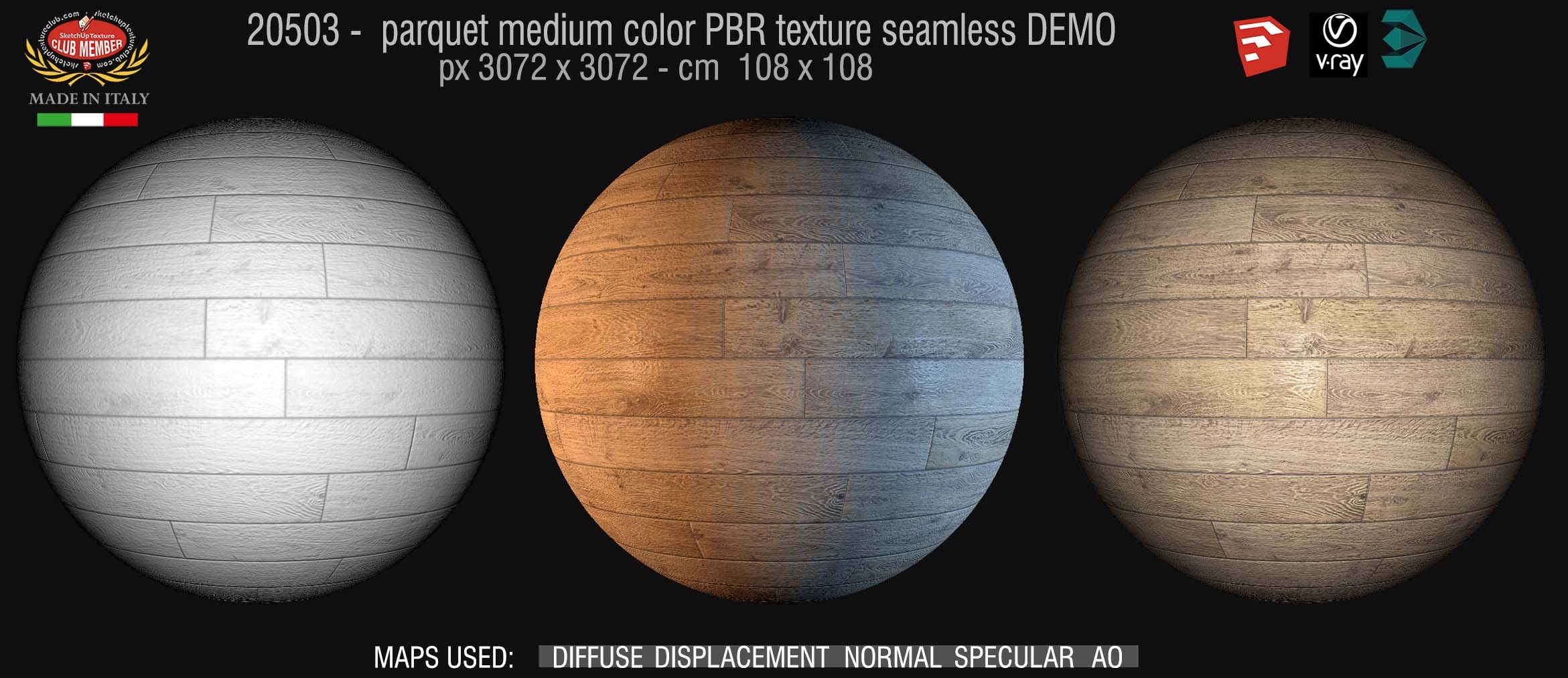 20503 parquet medium color PBR texture seamless DEMO