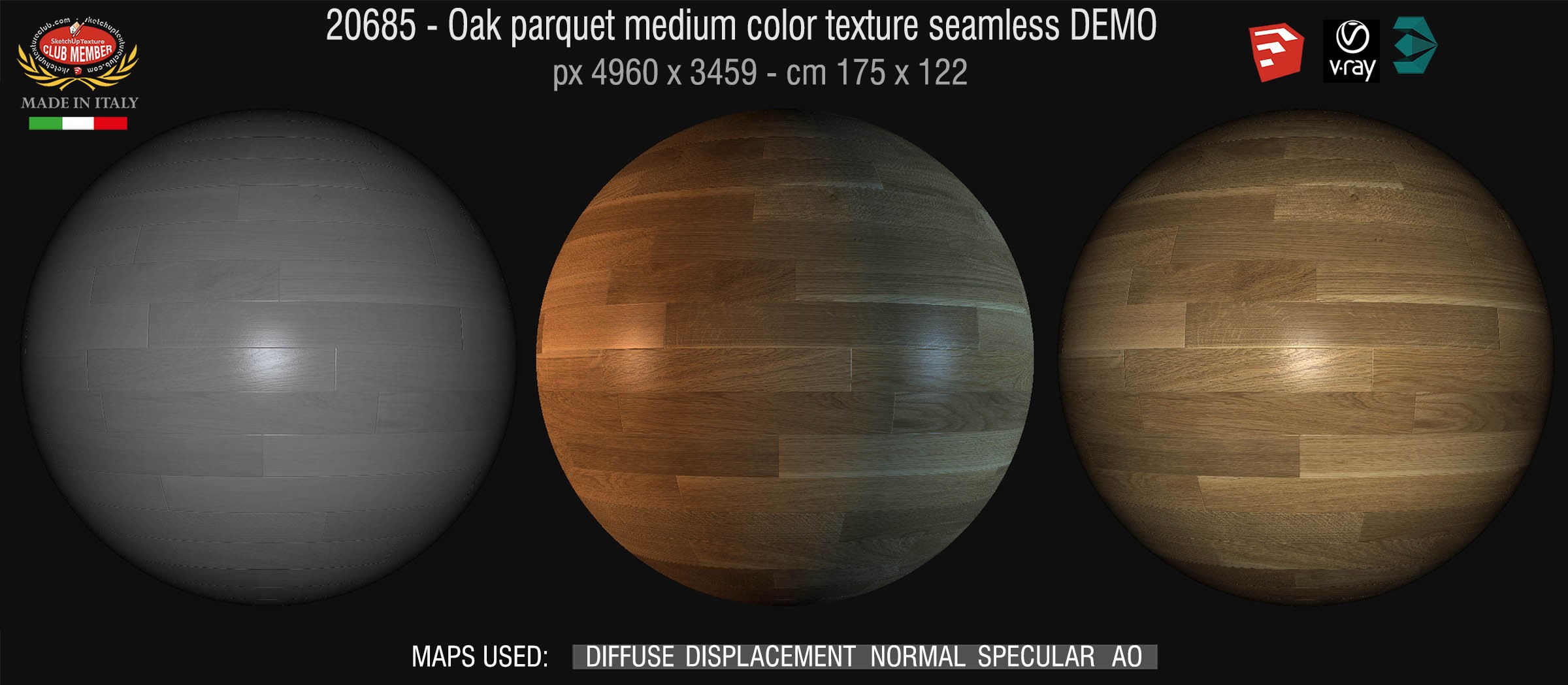 20695 HR Oak parquet medium color texture seamless + maps DEMO