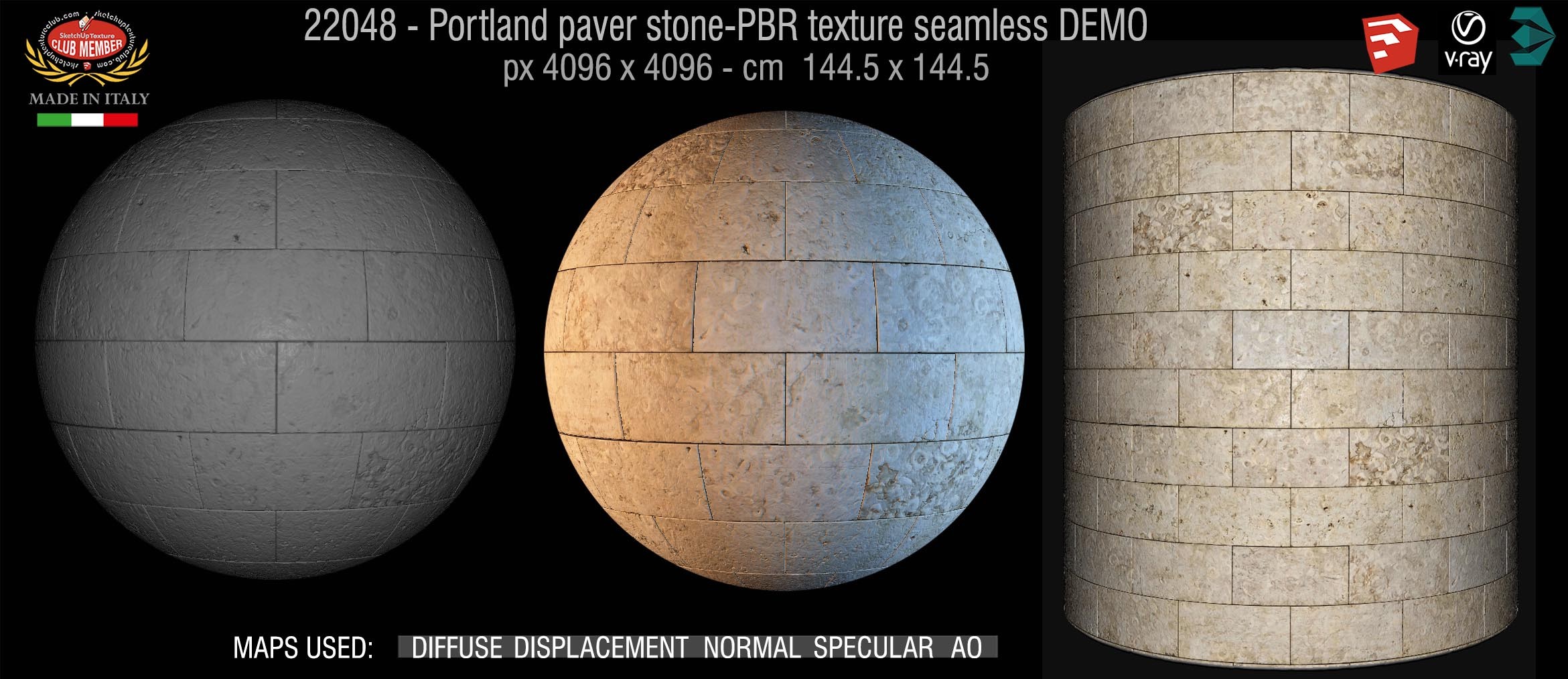 22048 Portland paver stone PBR texture seamless DEMO
