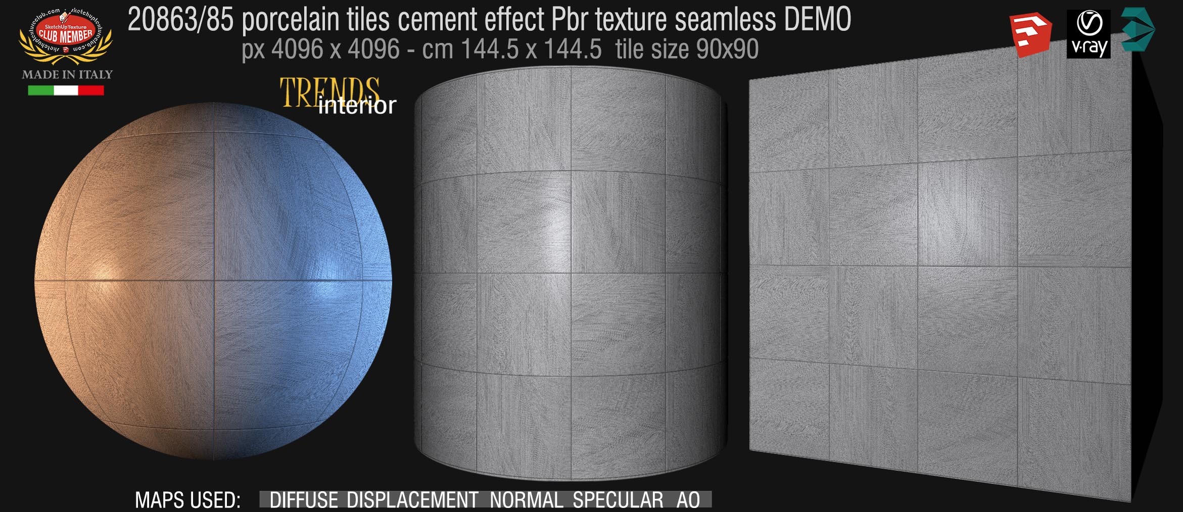 20863 HR Porcelain tiles cement effect pbr texture seamless + maps DEMO