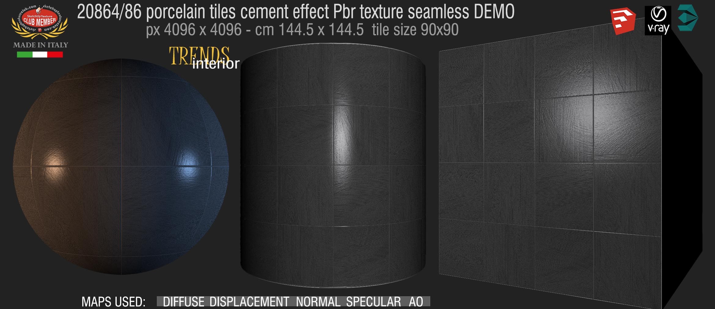 20684 HR Porcelain tiles cement effect pbr texture seamless + maps DEMO