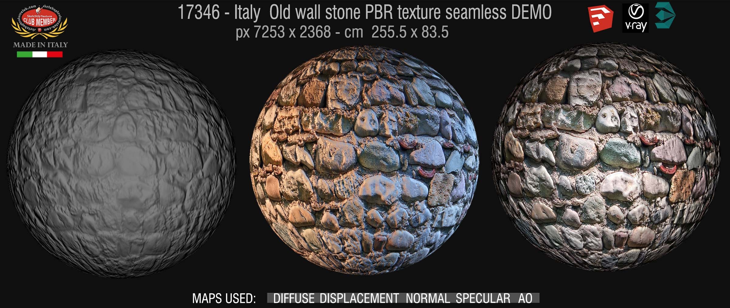 209_Italy olad wall stone PBR texture seamless DEMO