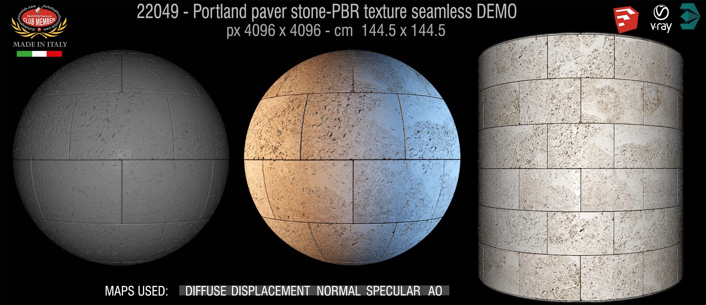22049 Portland paver stone PBR texture seamless DEMO