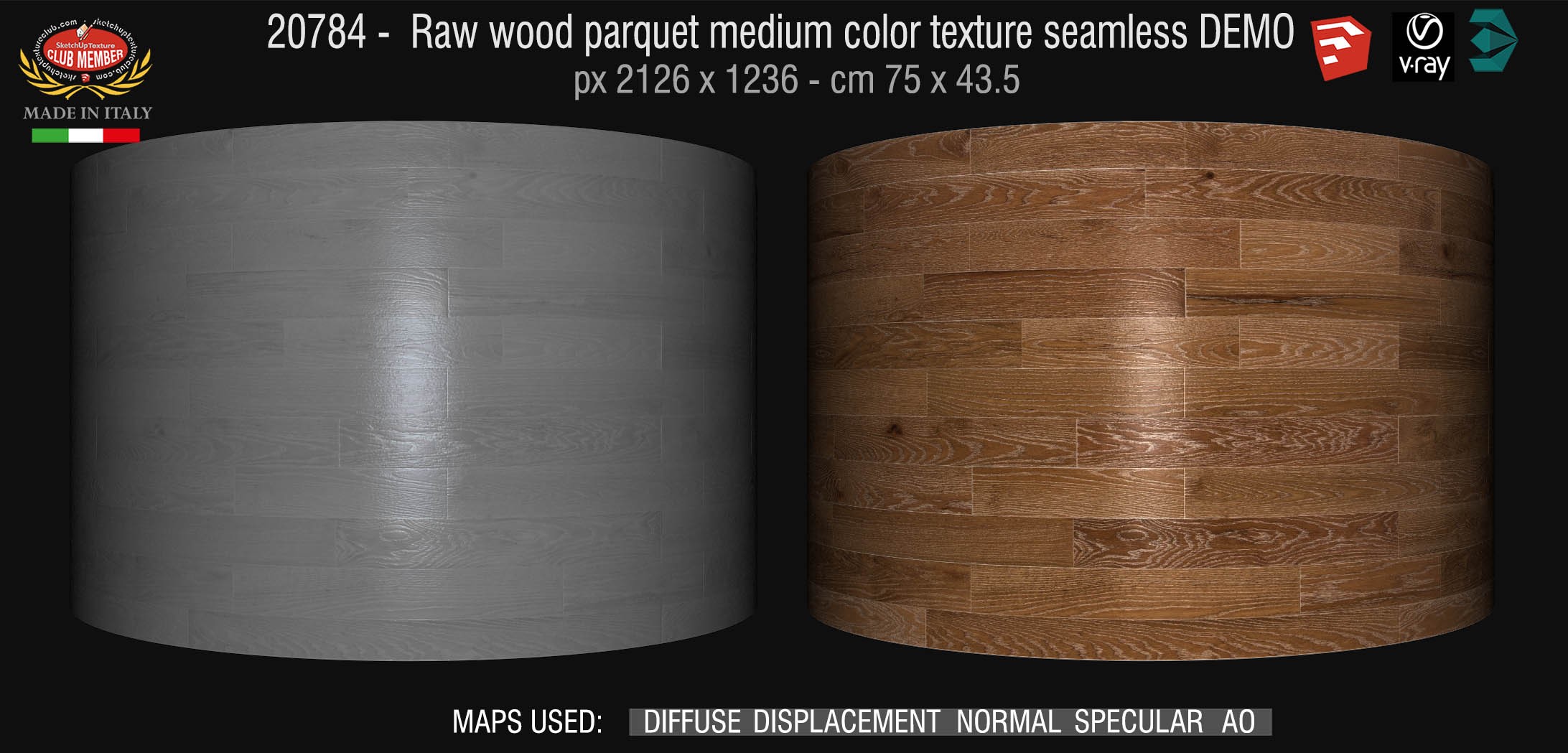 20784  HR Raw wood parquet medium color texture seamless + maps DEMO