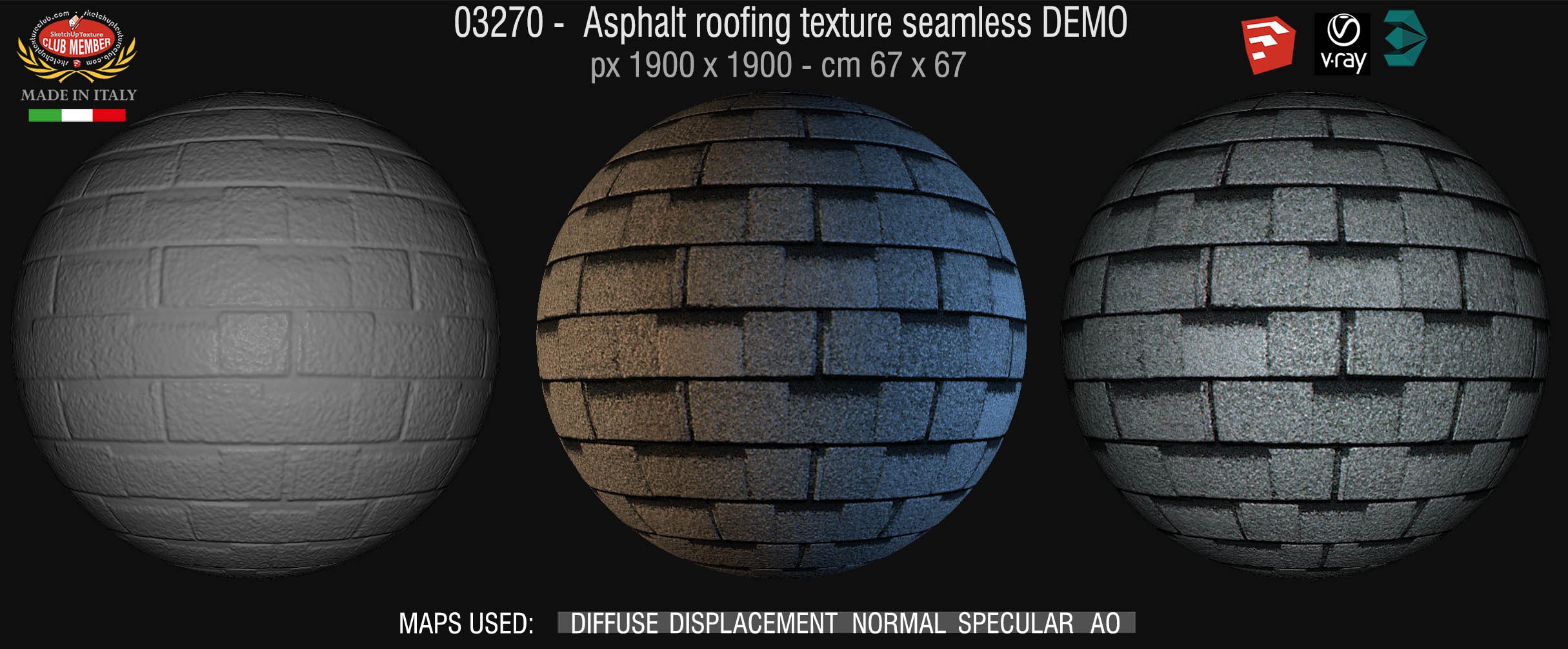 03270 Asphalt roofing texture + maps DEMO