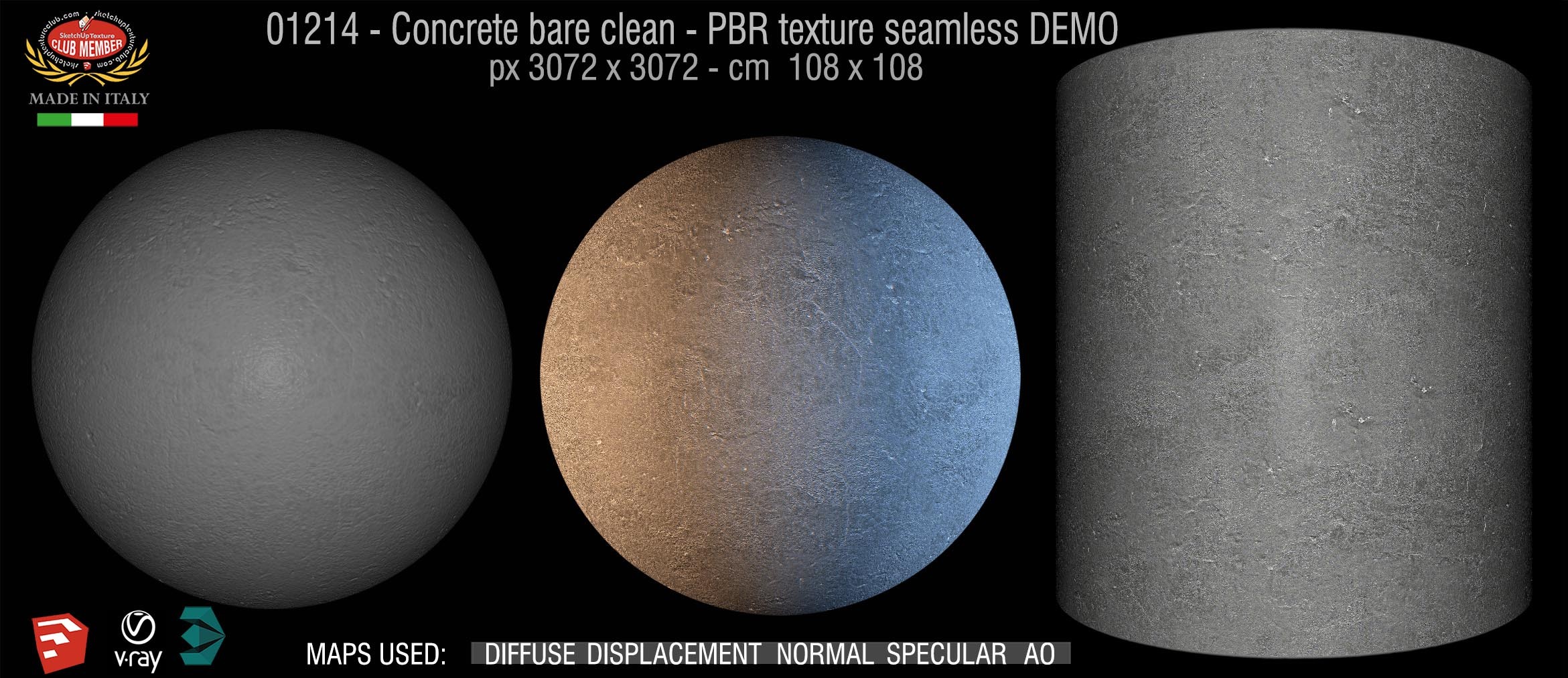 01214 Concrete bare clean-PBR texture seamless DEMO