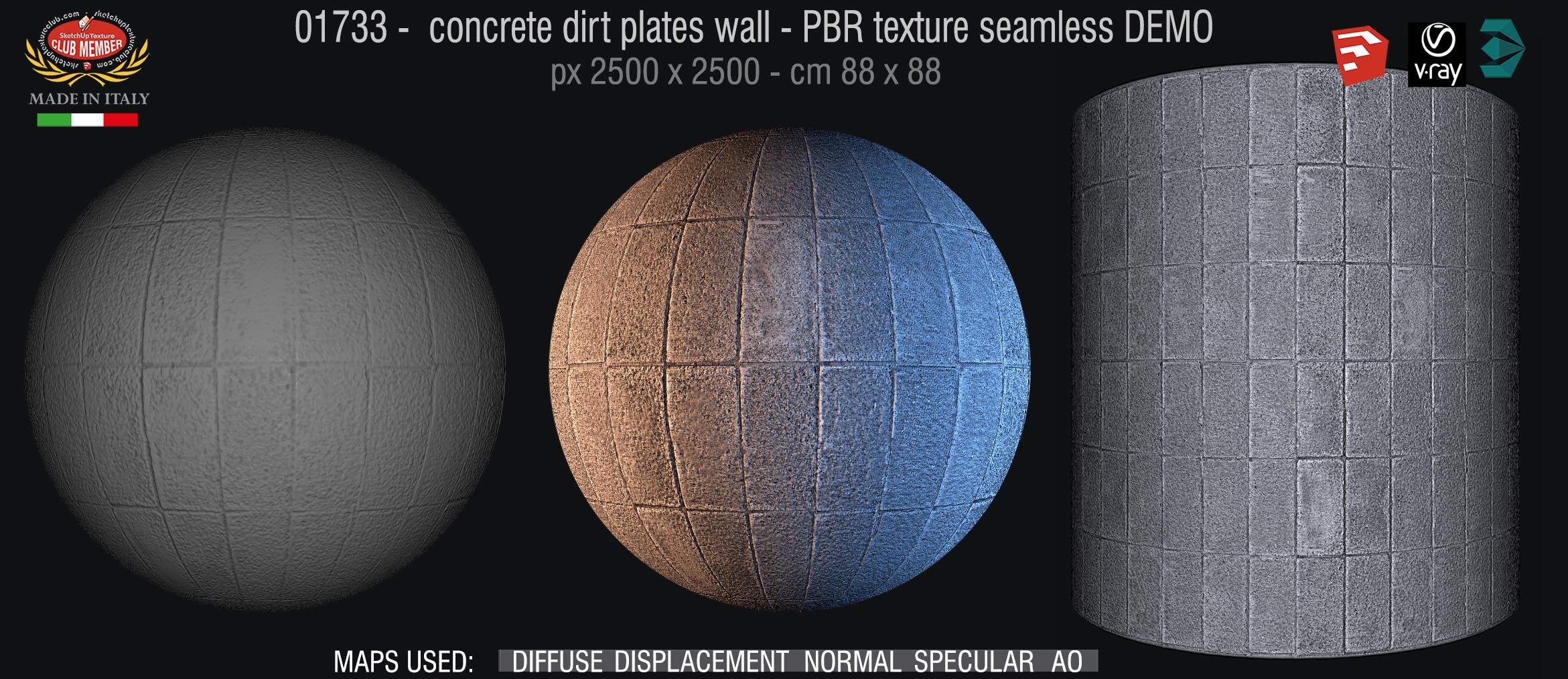 01733 concrete dirt plates wall PBR texture seamless DEMO