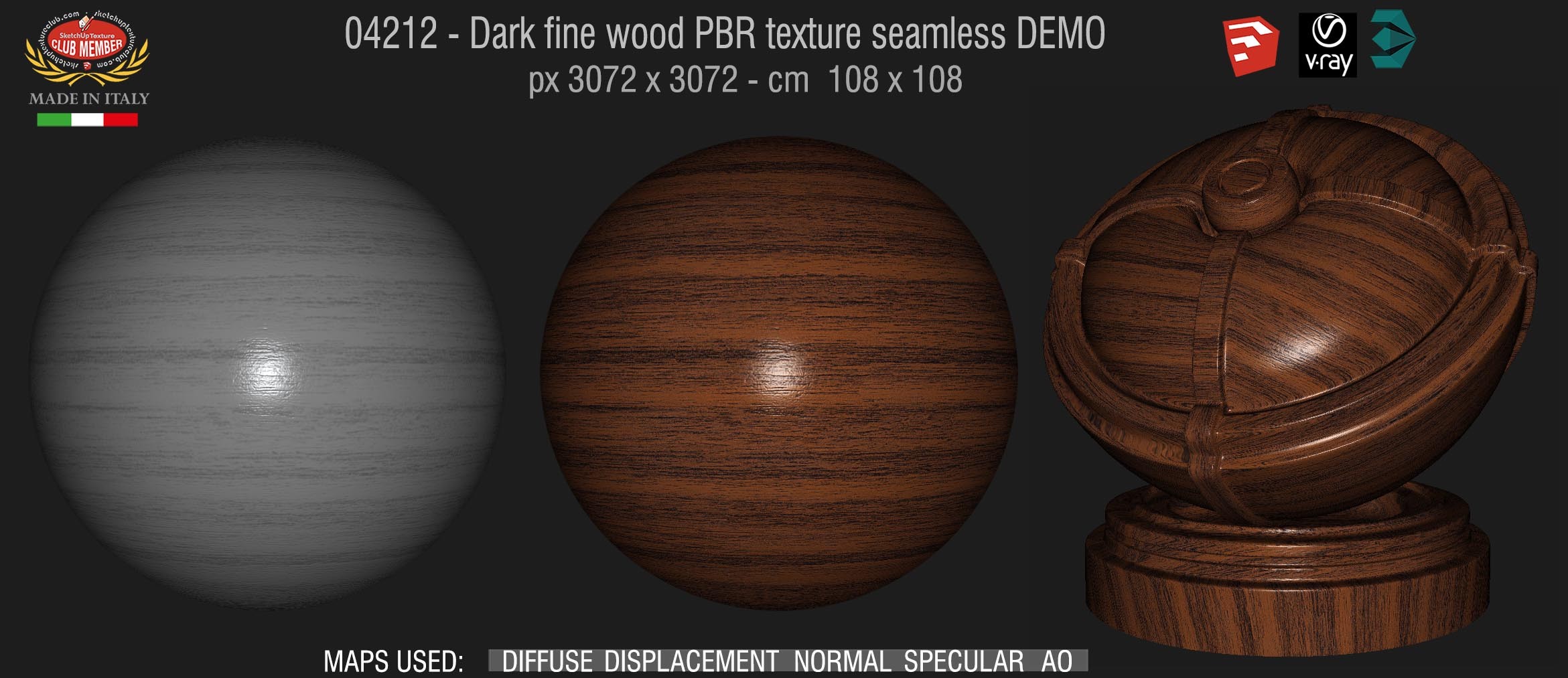 04212 Dark fine wood PBR texture seamless DEMO