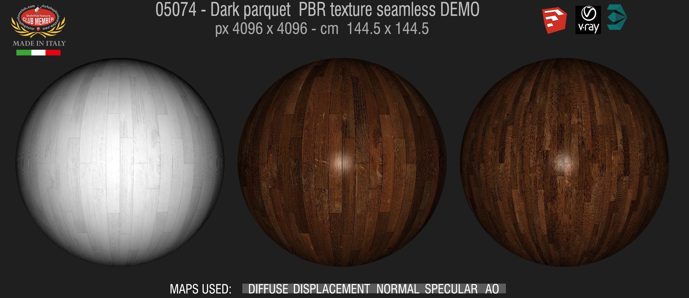 05074 Dark parquet PBR texture seamless DEMO