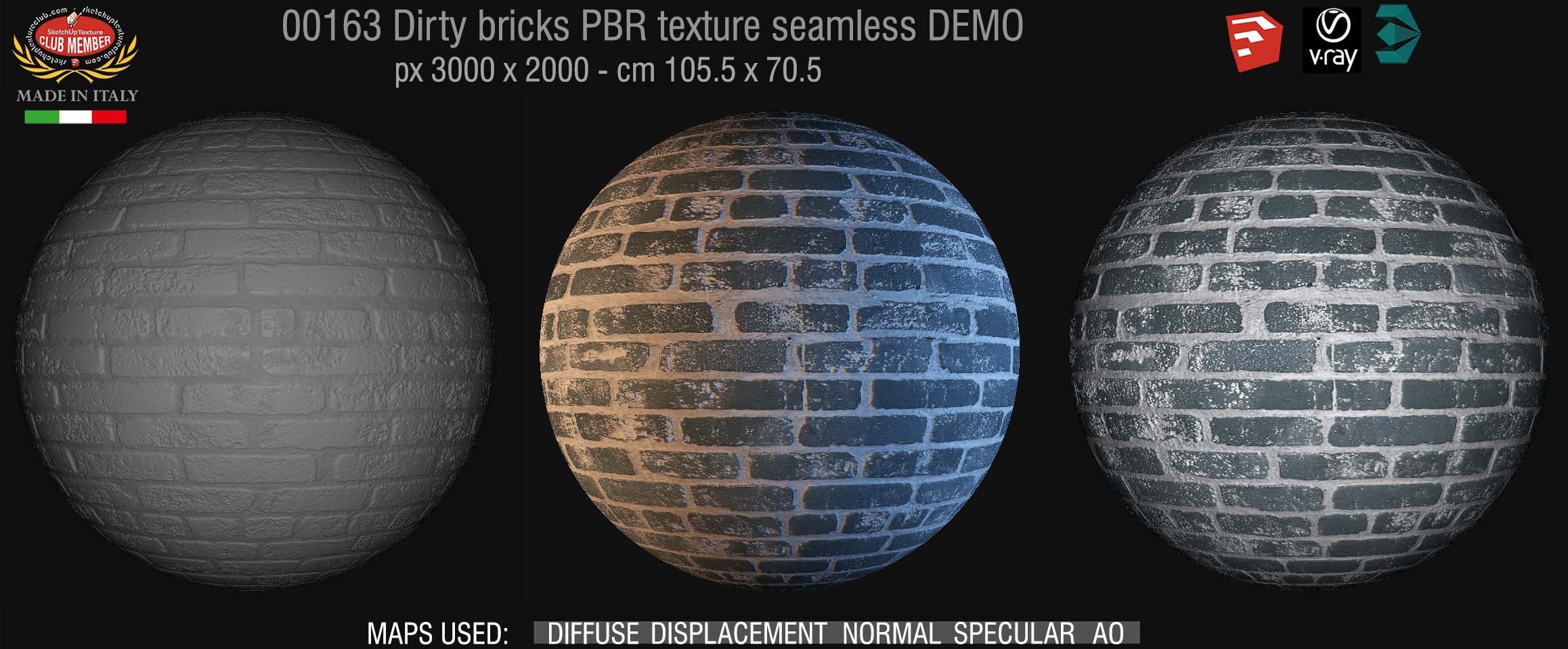 00163 Dirty bricks PBR texture seamless DEMO