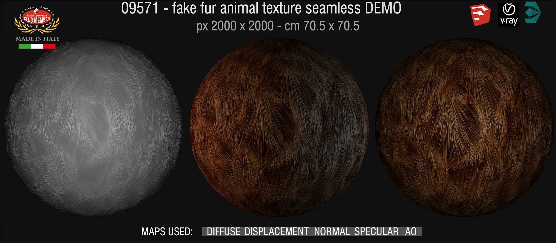 09571 HR fake fur animal texture seamless + maps DEMO