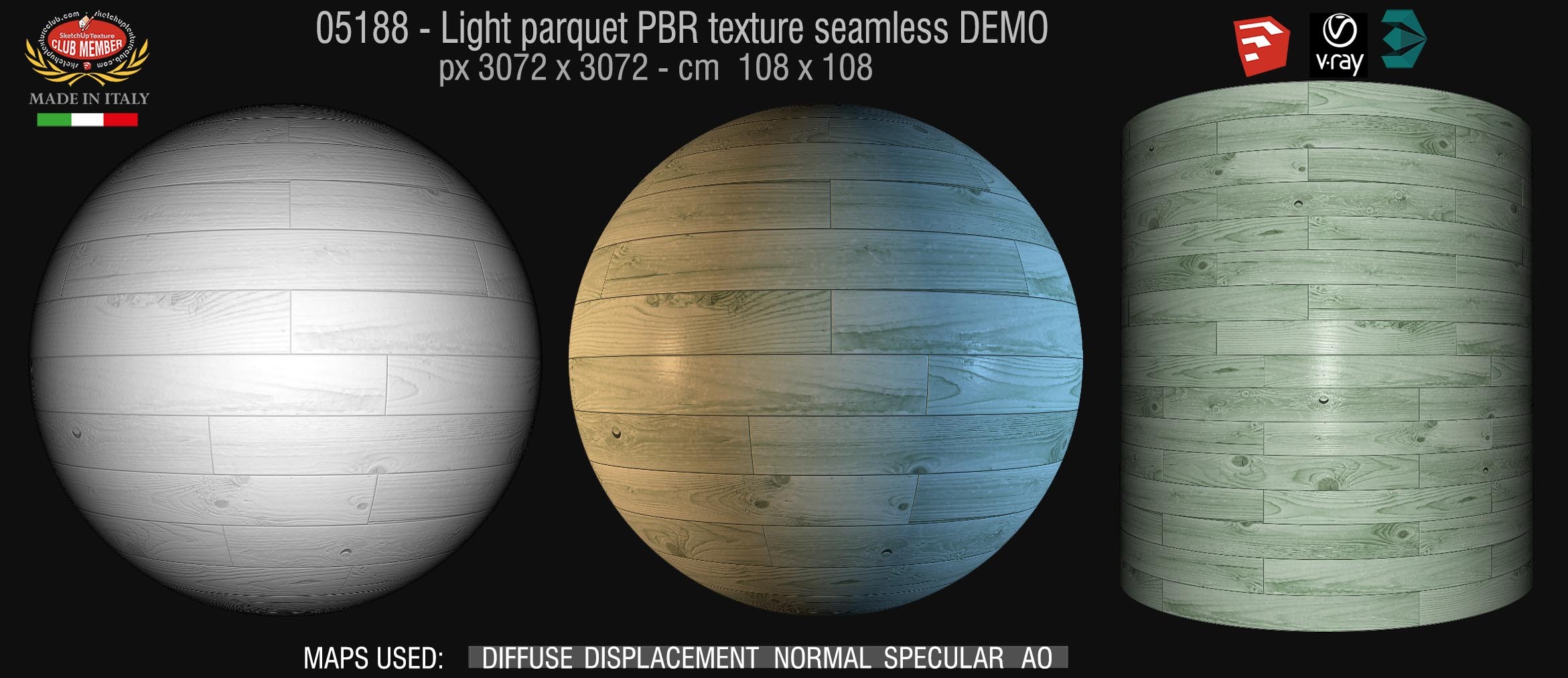 05188 Light parquet PBR texture seamless DEMO