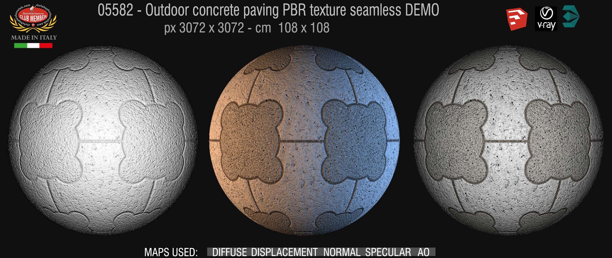 05582 Outdoor concrete paving PBR texture seamless DEMO