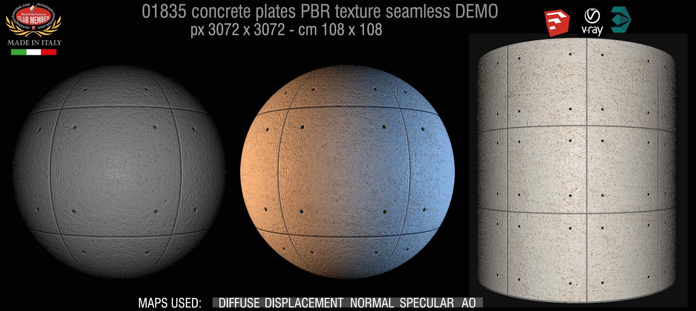 01835 Tadao Ando concrete plates PBR texture seamless DEMO