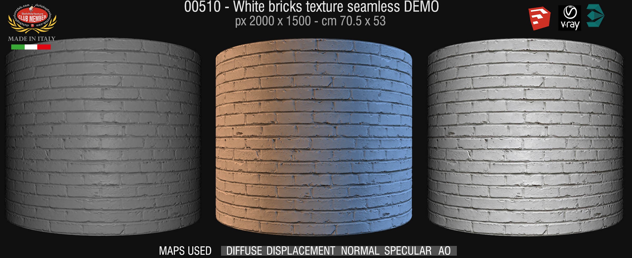 00510 White bricks texture seamless + maps DEMO