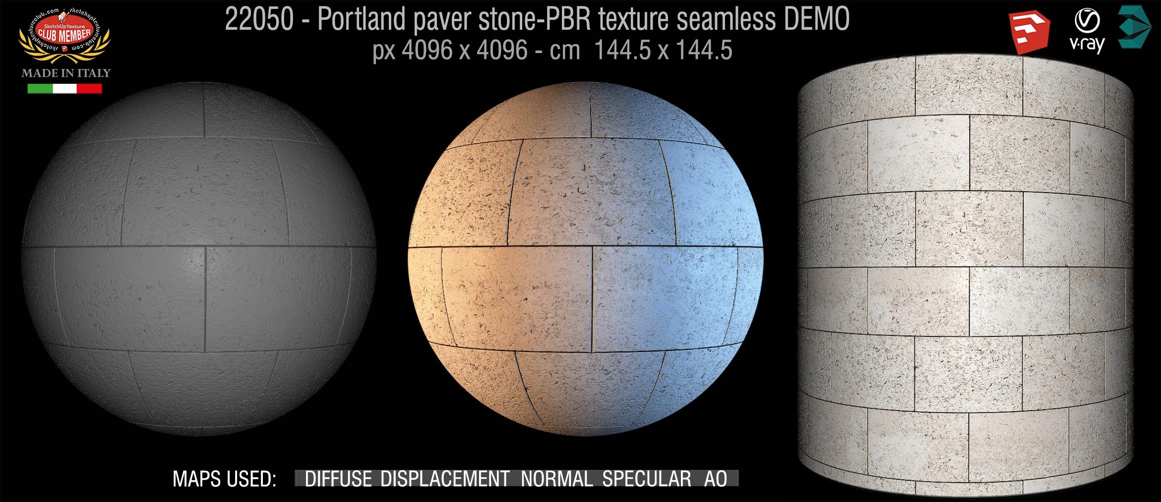 22050 Portland paver stone PBR texture seamless DEMO