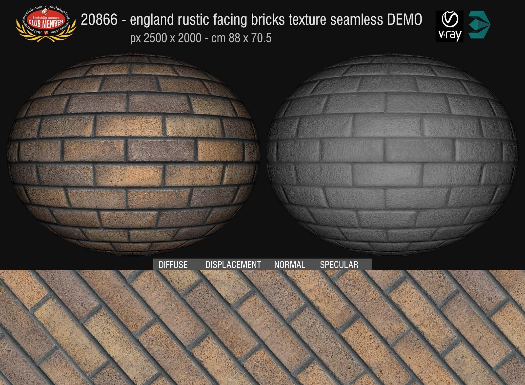 20866 England rustic facing bricks texture seamless + maps DEMO