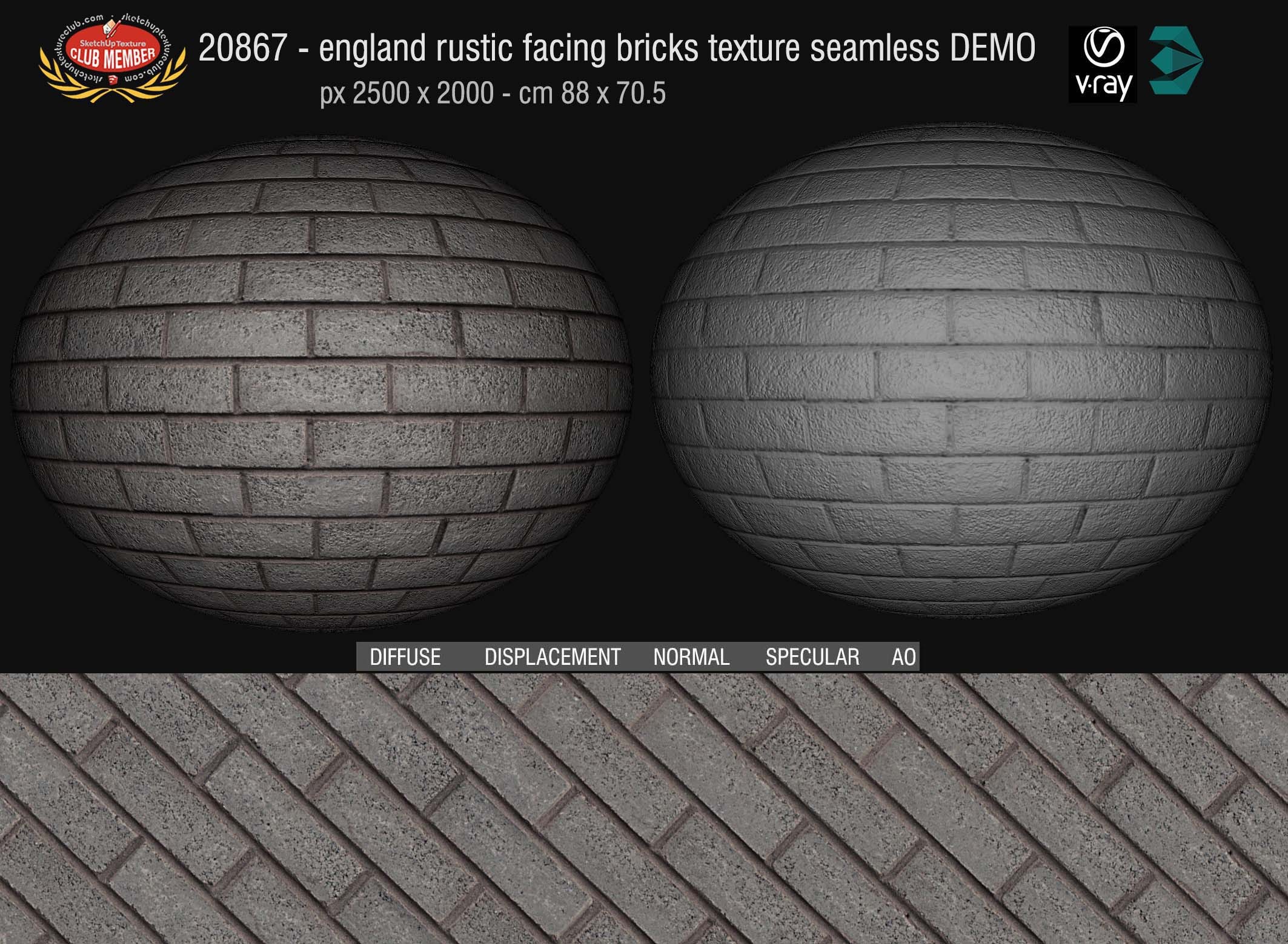 20867 England rustic facing bricks texture seamless + maps DEMO