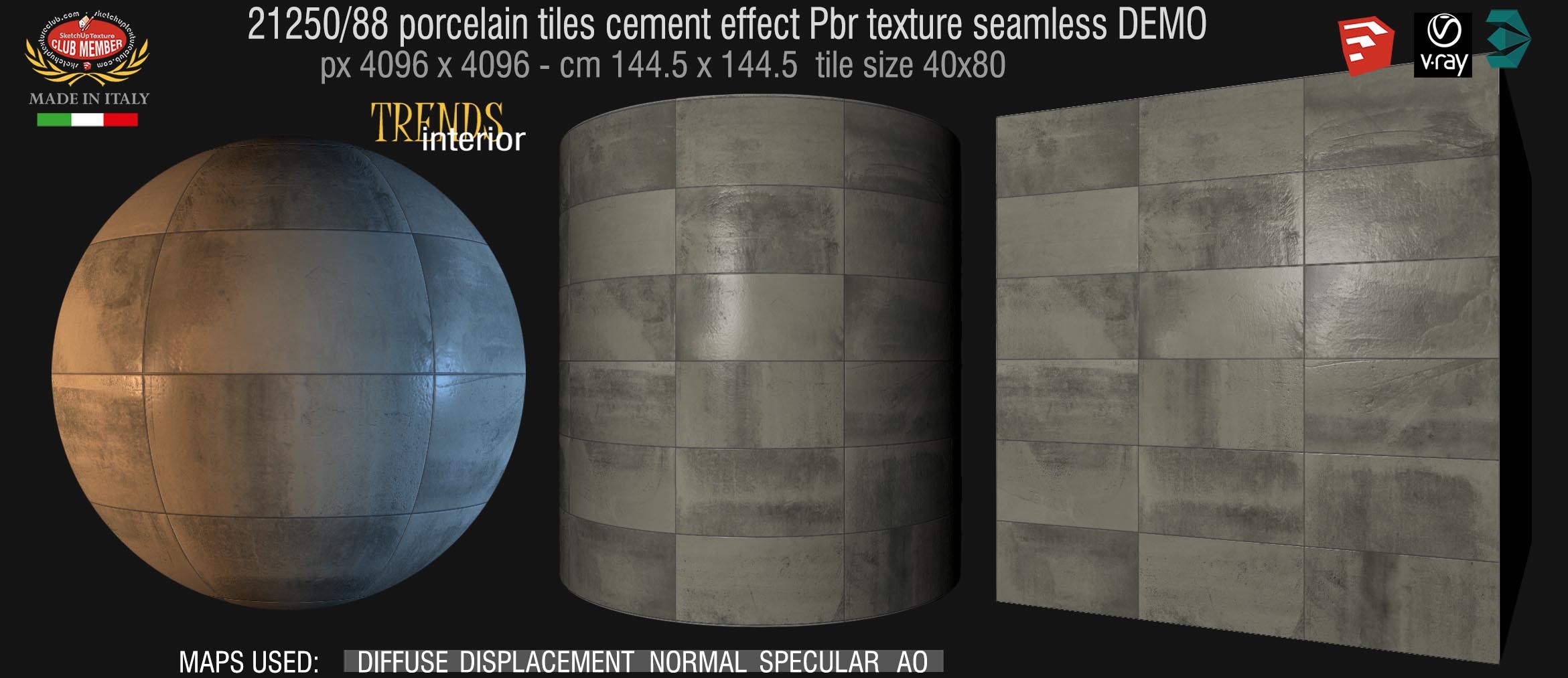 21250 Concrete wall tile pbr texture DEMO