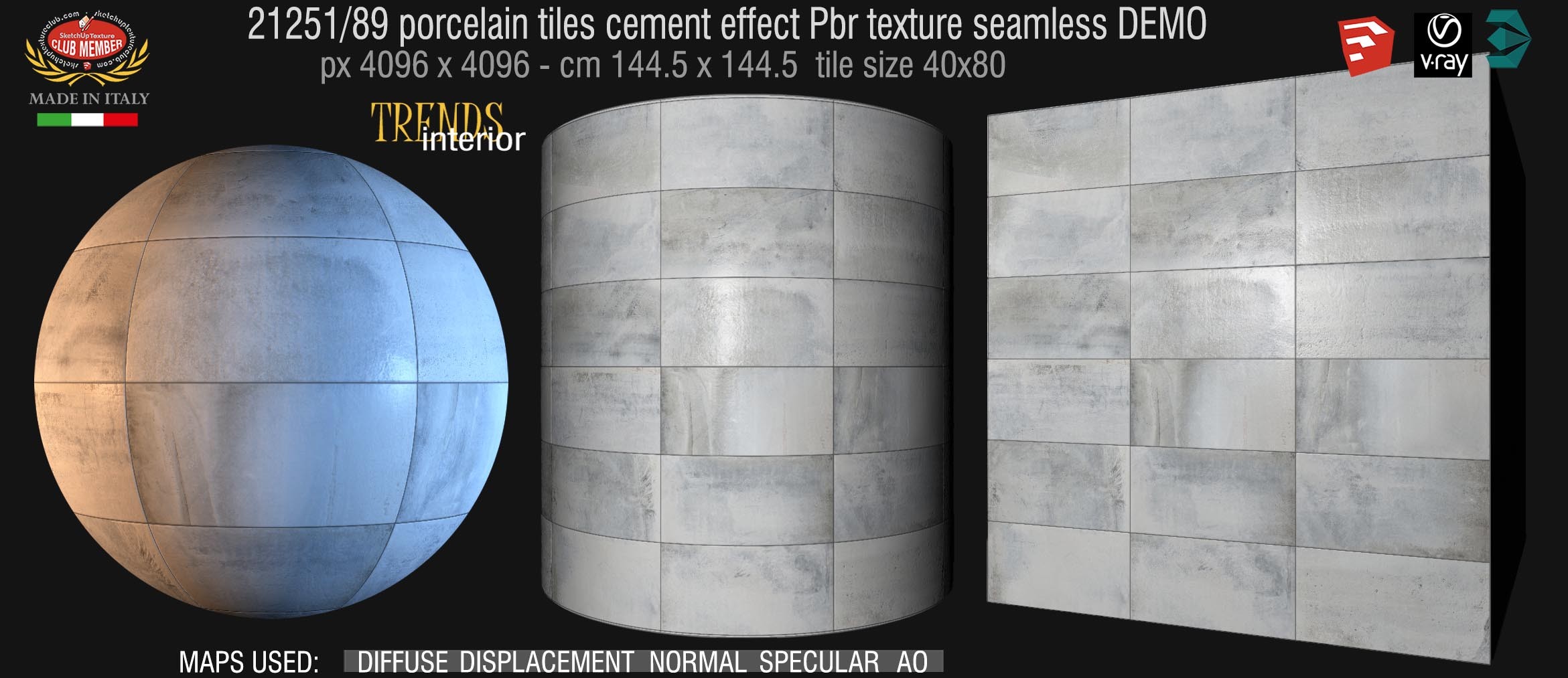 21251 HR Concrete wall tile pbr texture DEMO