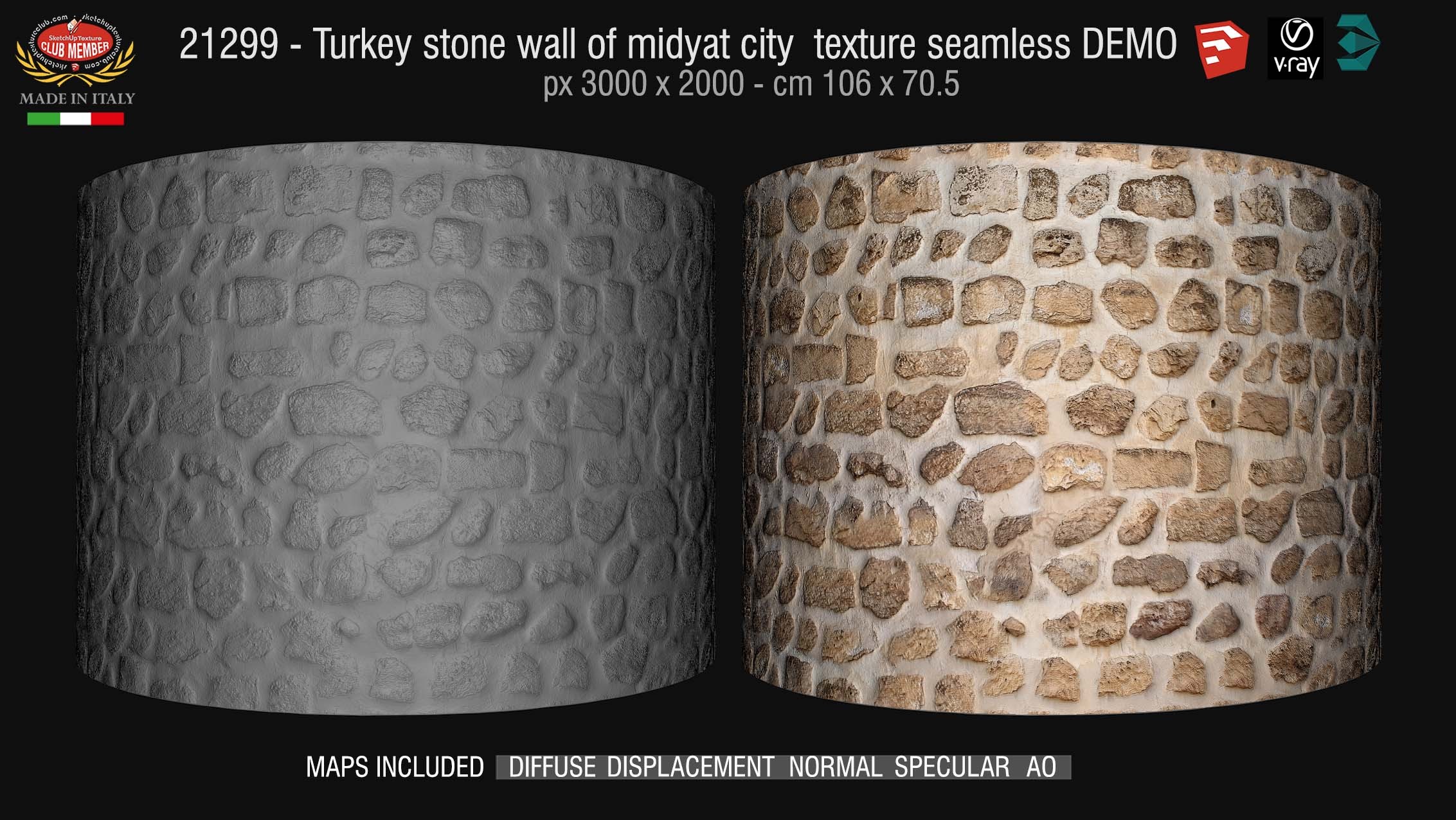 21299 HRTurkey stone wall of midyat city texture + maps DEMO