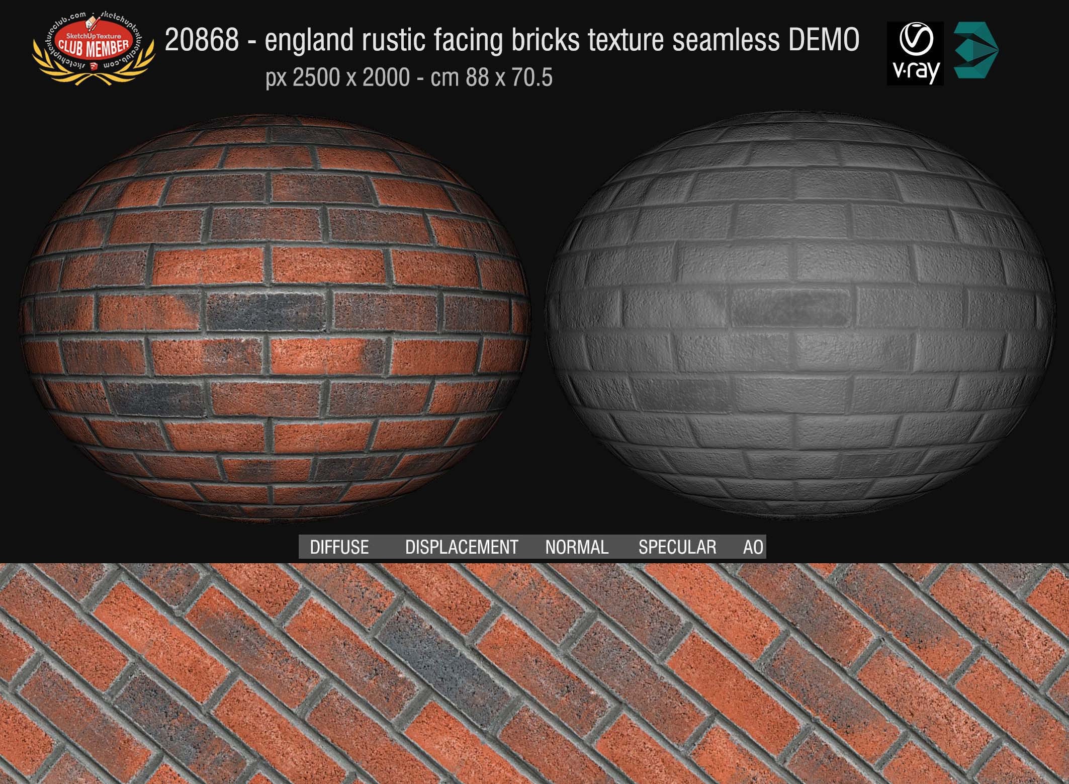 20868 England rustic facing bricks texture seamless + maps DEMO