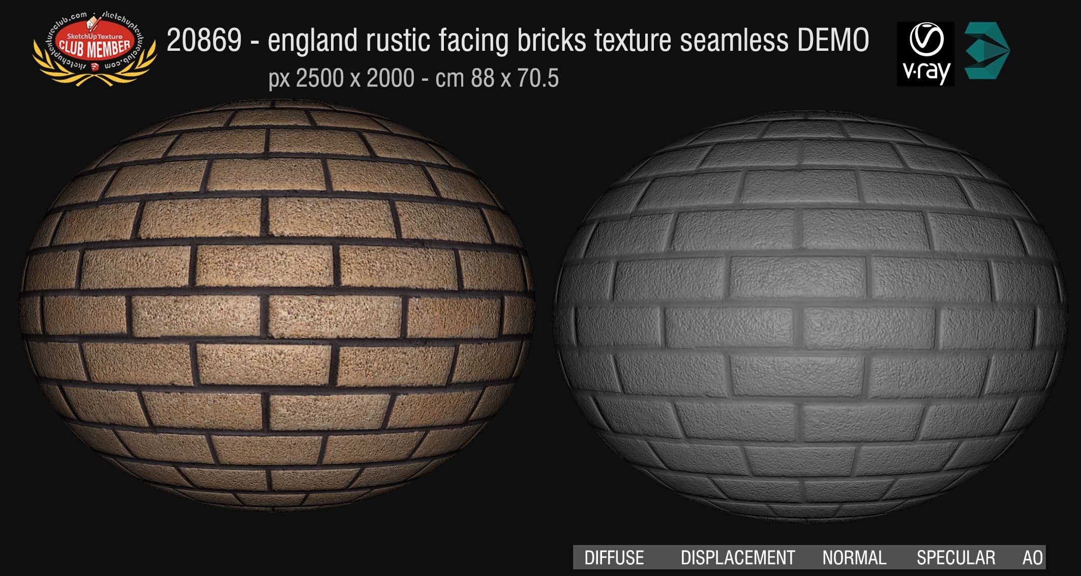 20869 England rustic facing bricks texture seamless + maps DEMO