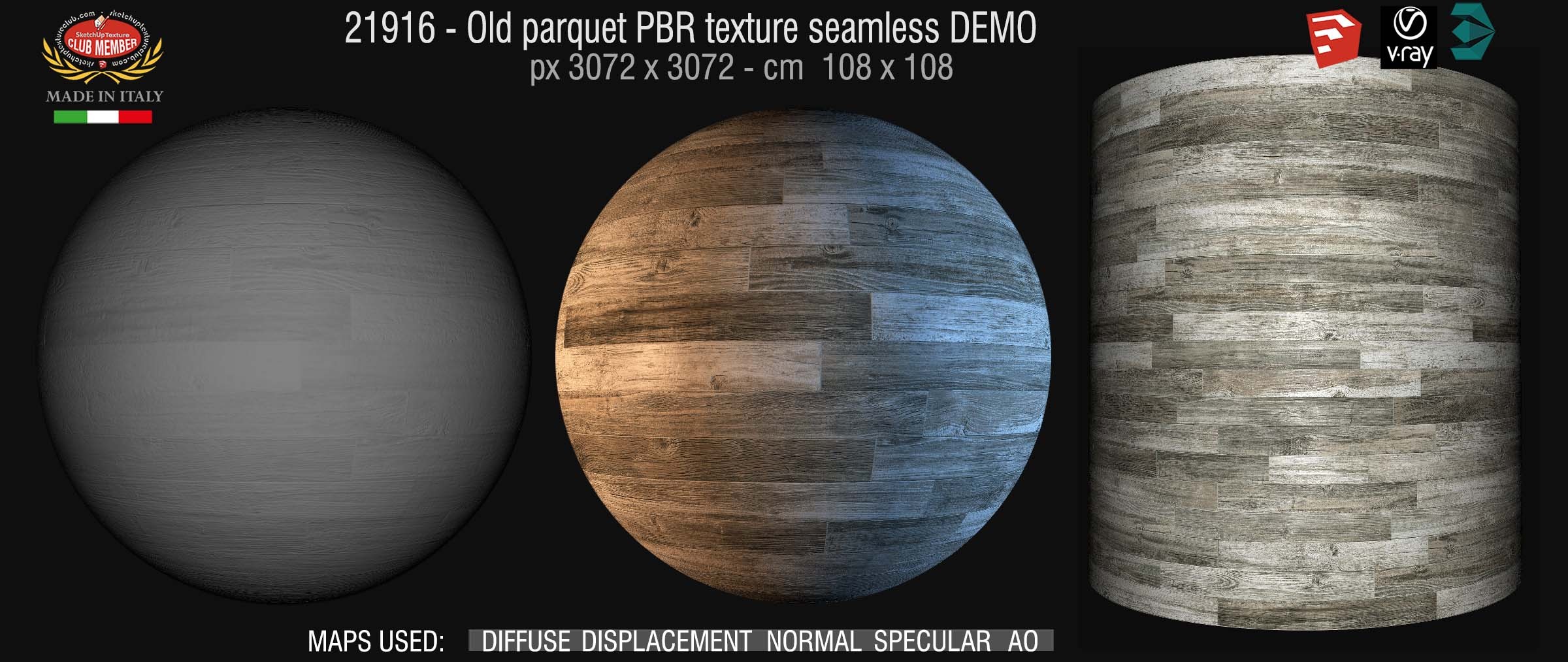 21916 Old parquet PBR texture seamless DEMO